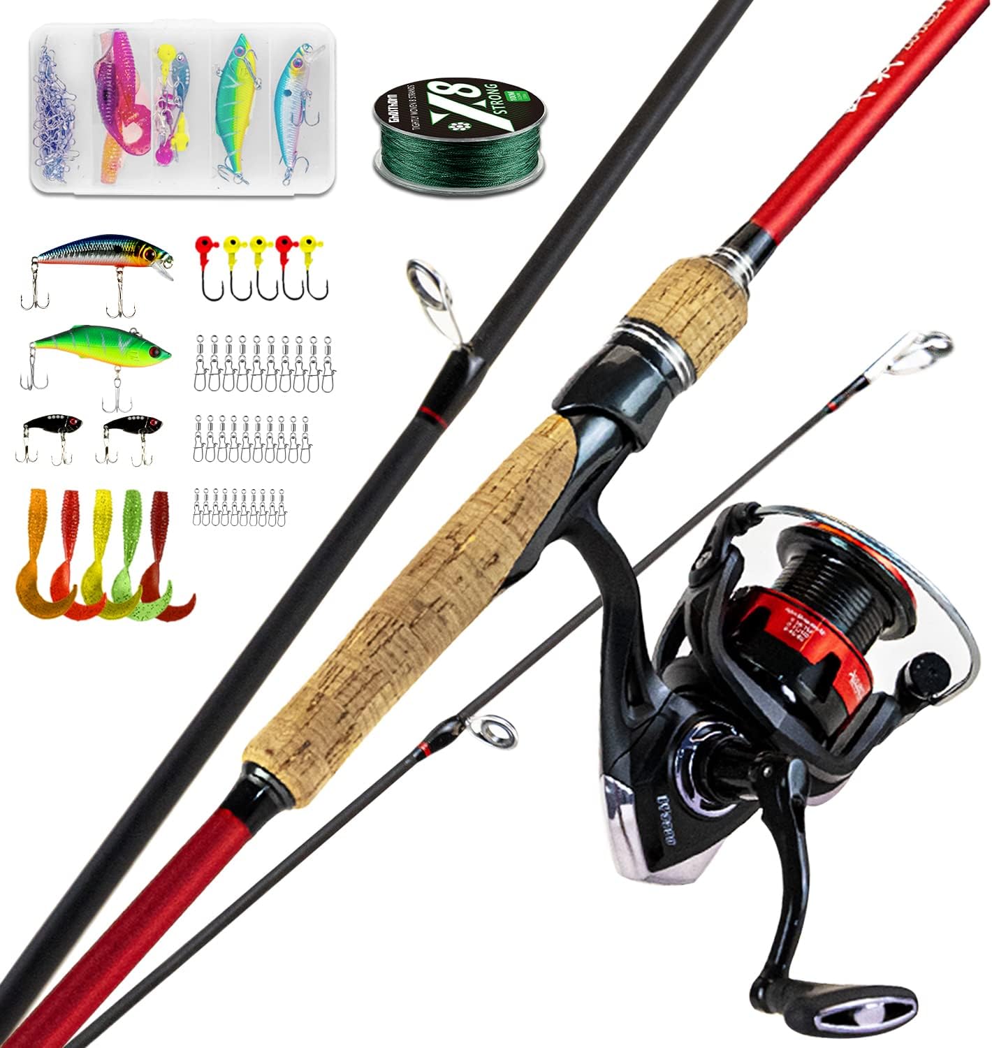 3 Piece Ghosthorn Fishing Rod and Reel Combo, Travel