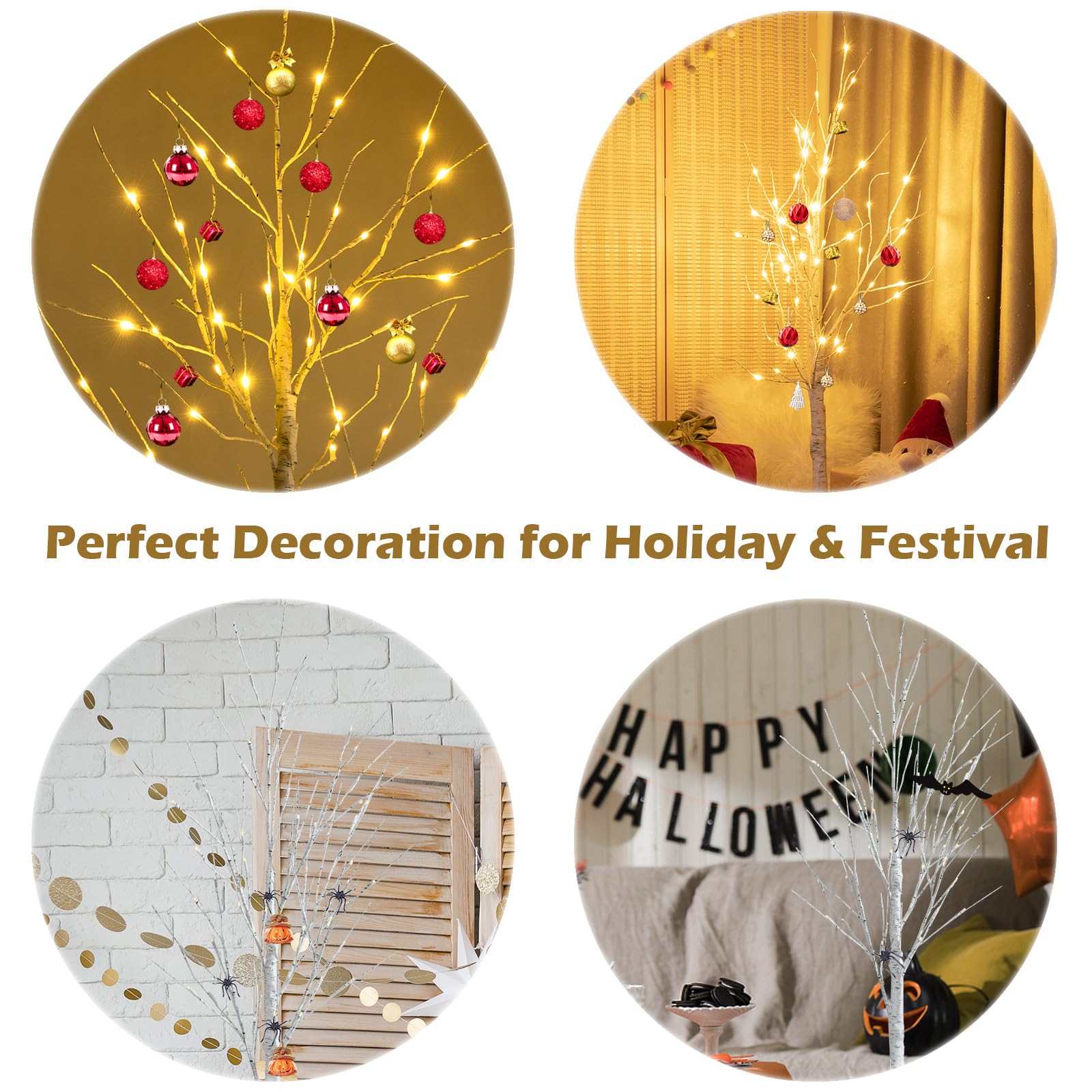 LIFEZEAL Arbre de Noël Artificiel 150 cm/180 cm de Haut, Branches en PVC et Support en Fer, 72/96 LED Blanc Chaud Lumière (150 cm)