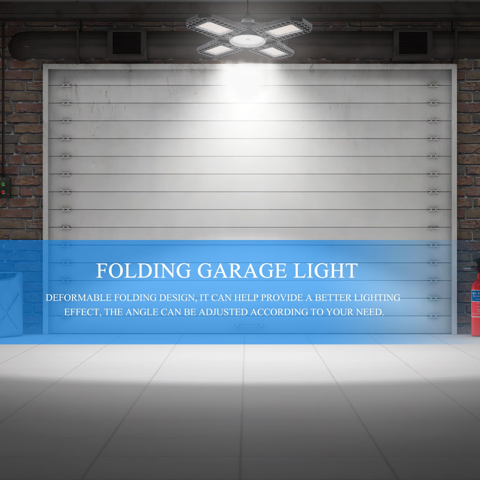 VILLCASE 100w Warm White Folding LED Garage Ceiling Light Deformable Warehouse Bay Light Fixture for Workshop and Industrial — view 3