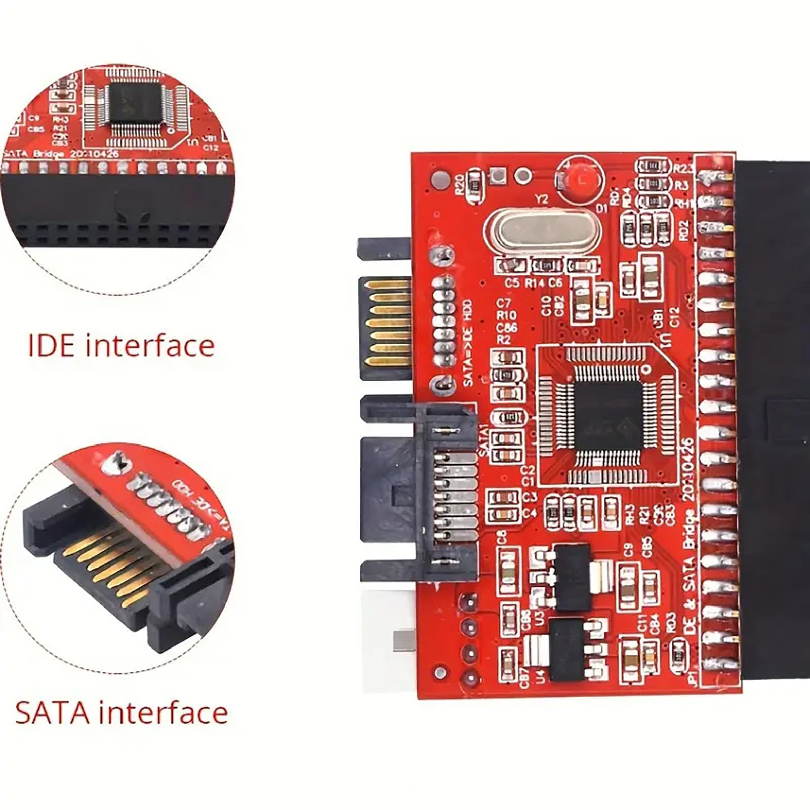CHICHIYANG IDE to SATA Adapter with SATA Data Cable & 4 Pin Power Cable Support 240GB Above IDE Drive