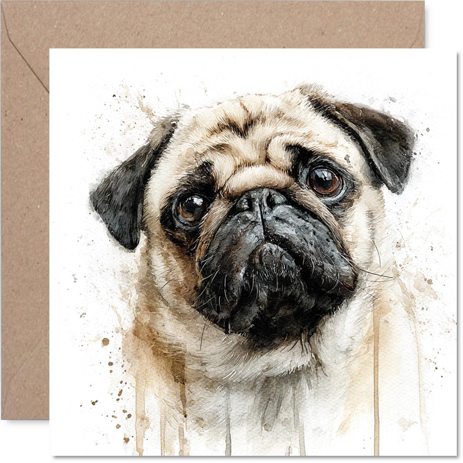 Pug Birthday Card for Men Women - Dog Breeds - Happy Birthday Card for Wife Grandma Nan Neighbour, 145mm Bday Greeting Cards