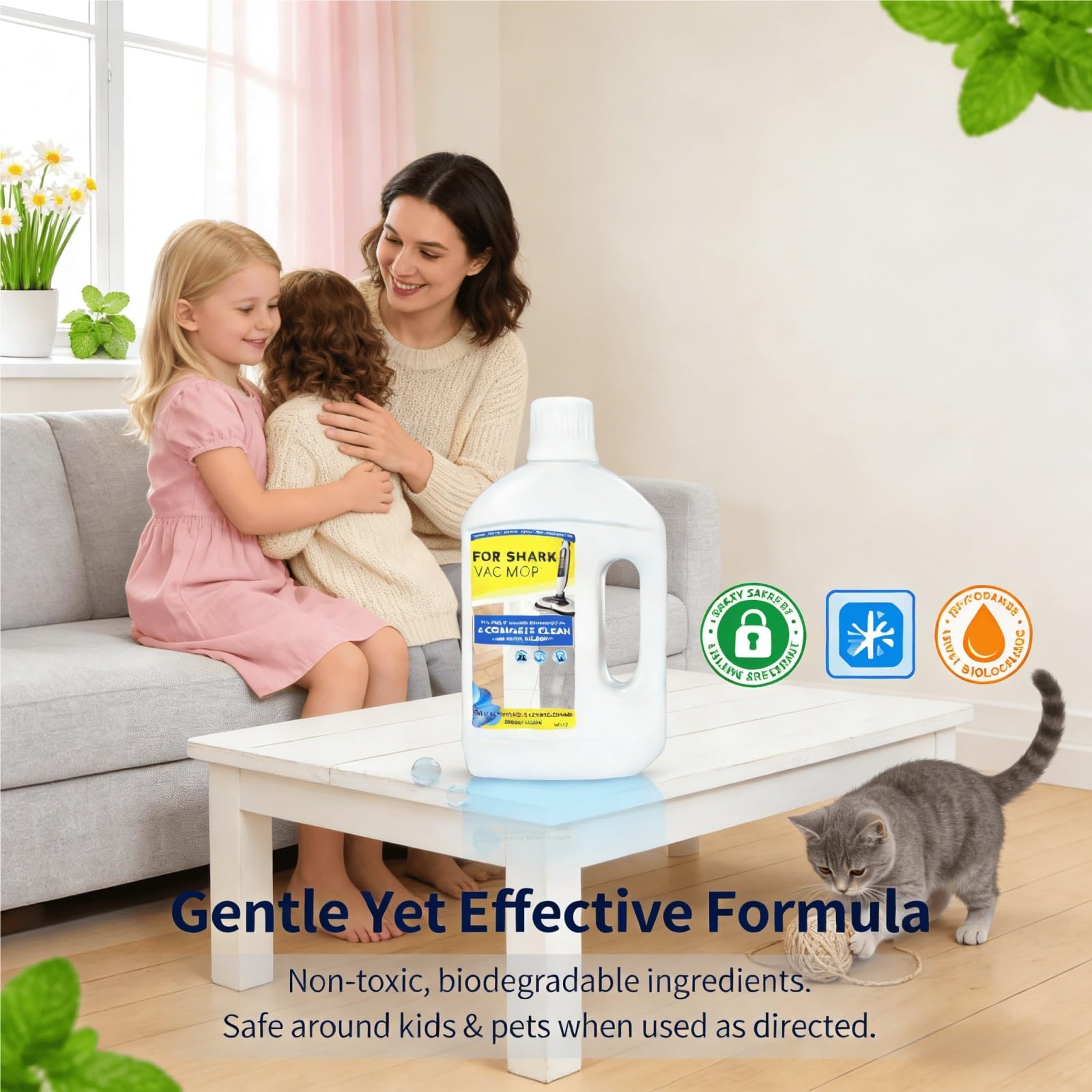 Limpiador Multisuperficies for Suelos, Botella 1L, Fragancia Fresca Primaveral, Fórmula Secado Rápido sin Rayas, Compatible con Roborock VACMOP Aspiradora Fregadora Inalámbrica(2 Bottle)