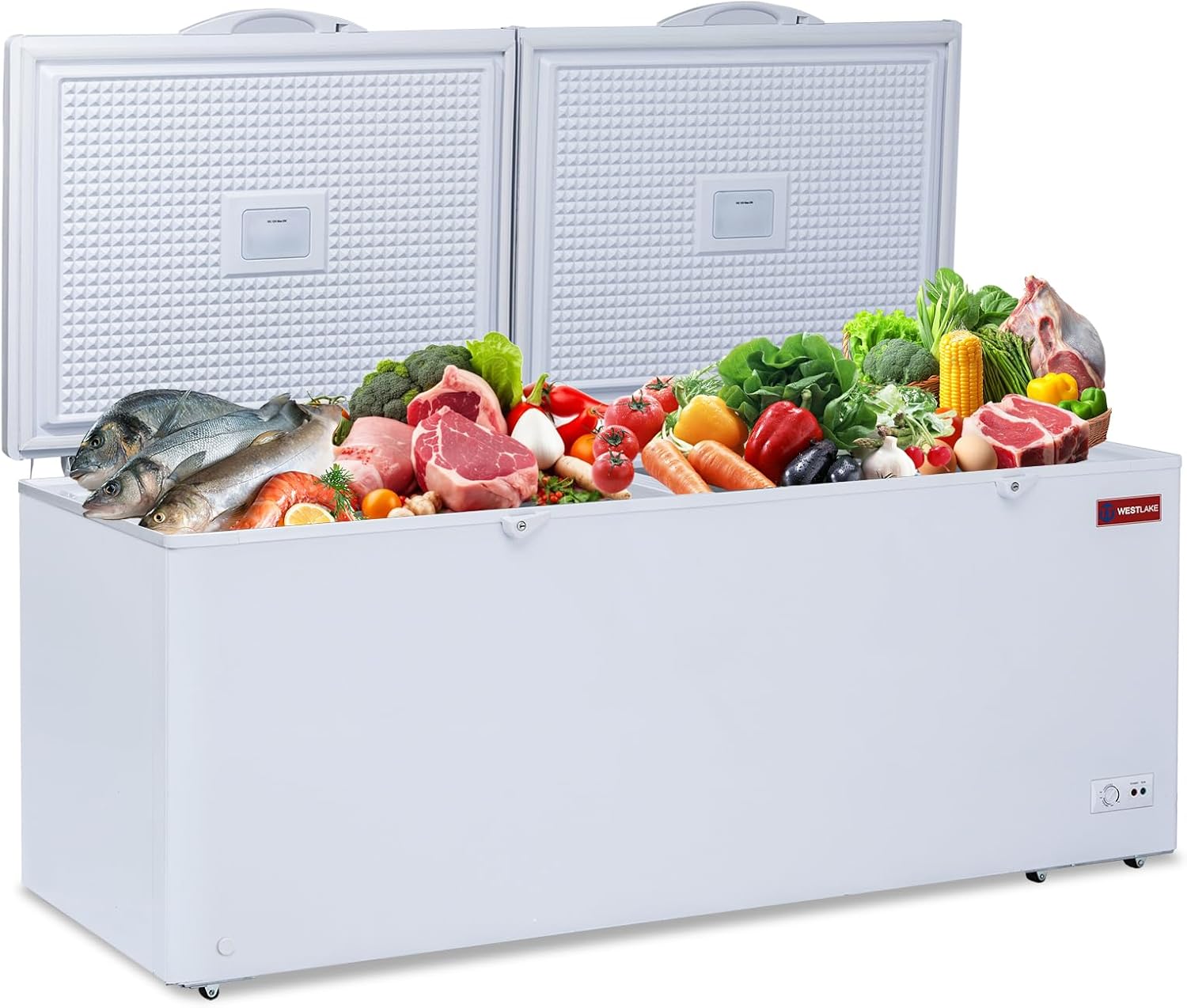 WESTLAKE Commercial Chest Freezer, 30 Cu.Ft Deep Freezer, ETL Listed, With Removable Basket, Top Open Door with Lock, Adjustable Thermostat, Manual Defrost, for Restaurant Garage Store, White