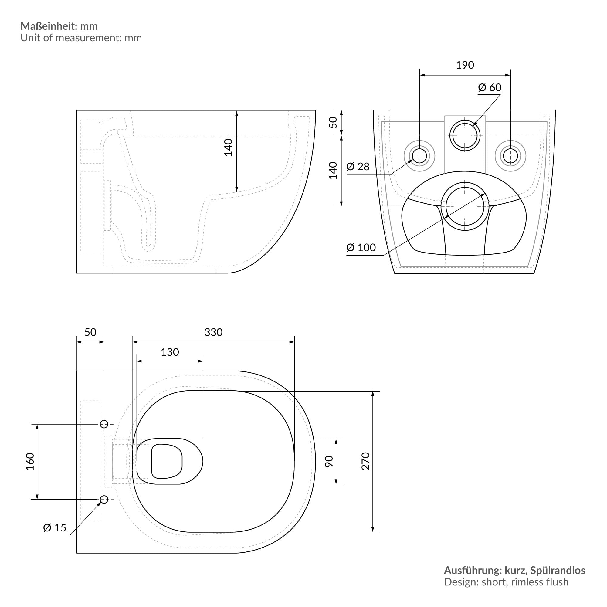 LuxeBath Inodoro Suspendido de Pared sin Descarga Diseño Cerámica Negro Mate WC con Asiento Extraíble de Duroplast Sanitario con Mecanismo de Cierre Suave Lavado de Corta Proyección 49 cm