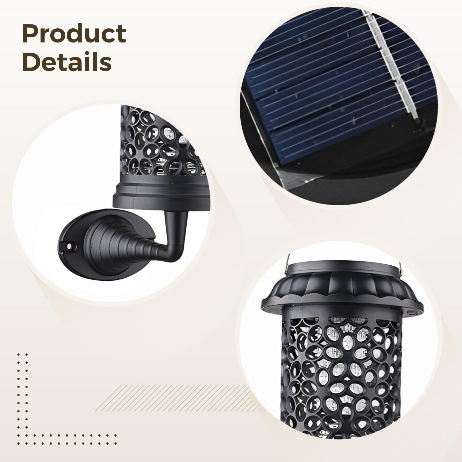 2 zappers per insetti solari da esterni, impermeabili, con doppia luce LED, ABS e struttura in metallo, opzioni da appendere e da parete, ideali per prato, giardino, patio e campeggio