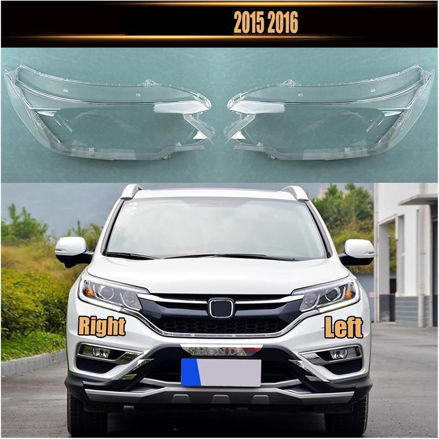 Compatible For Honda CRV 2015 2016 Headlight Cover Headlamp Shell Mask Transparent Lampshdade Lens Plexiglass Auto Replacement Parts(2PCS left and right)