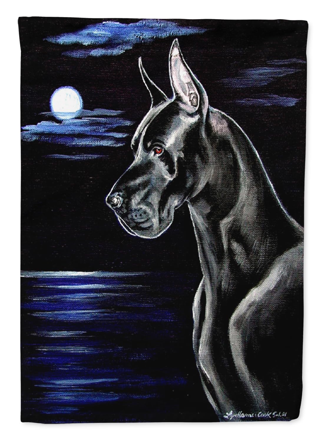 Drapeau dogue allemand Moonlight Noir multicolore en tissu polyester premium