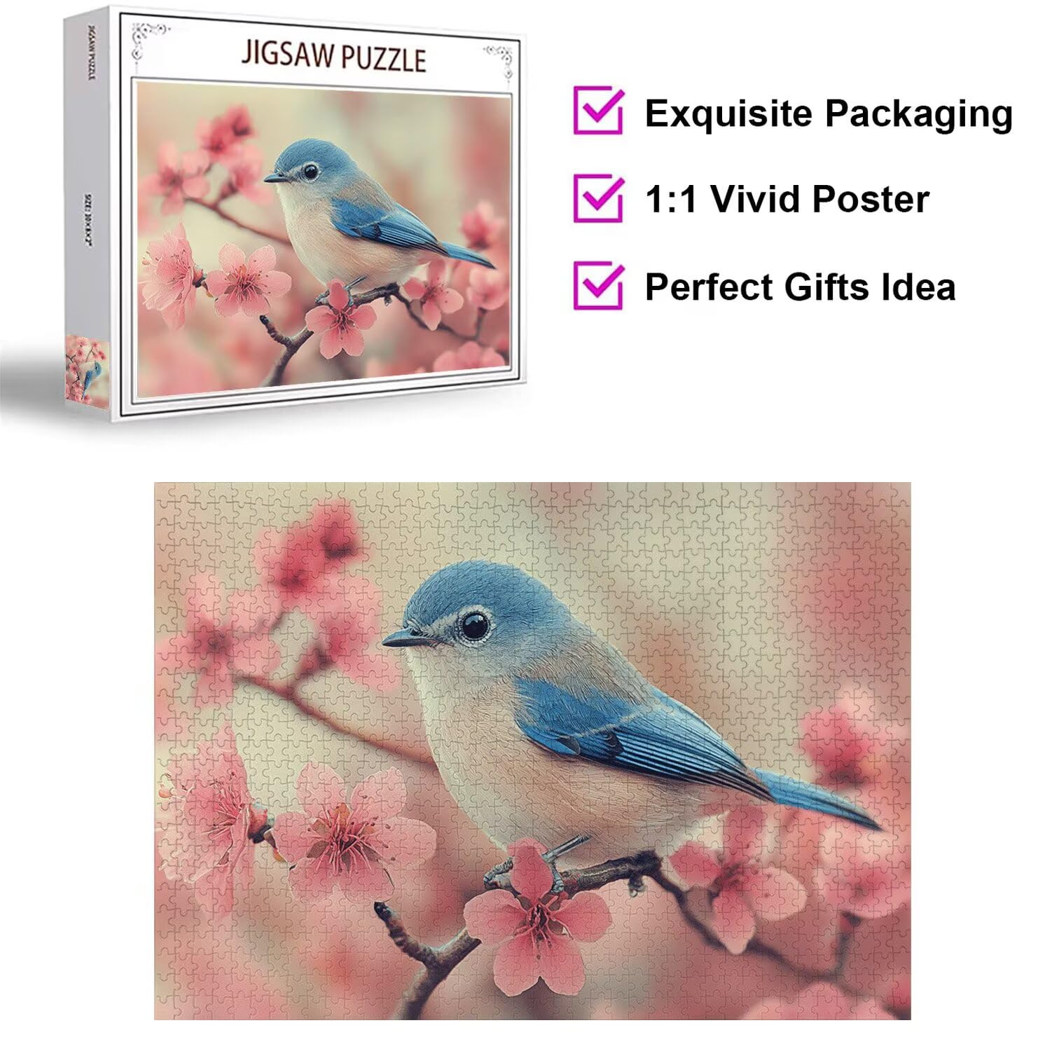 Puzzle 3000 Pièces Adultes Moineau Puzzles Classiques Fleur, n-466