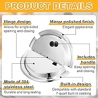 Vista 3 de Blulu 2 piezas de 7 cuartos de galón de acero inoxidable con bisagras cubiertas de aislamiento para platos estándar de 7 cuartos de galón