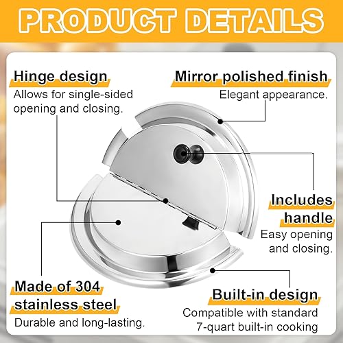 Miniatura 3 de Blulu 2 piezas de 7 cuartos de galón de acero inoxidable con bisagras cubiertas de aislamiento para platos estándar de 7 cuartos de galón