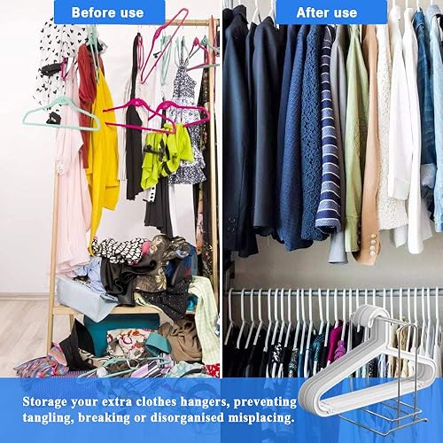 Miniatura 6 de Estante organizador de ropa de acero inoxidable resistente para almacenamiento de ropa para armario y habitación, Tidier Lavandería, tendedero,