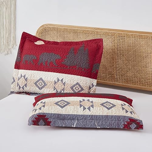 Miniatura 4 de Oliven Black Bear Lodge Colcha Tamaño King Ropa de Cama Rústica Astas Colcha Ligera de Cabaña Cobertor Luna Bohemia a Rayas Funda de Cama de Verano