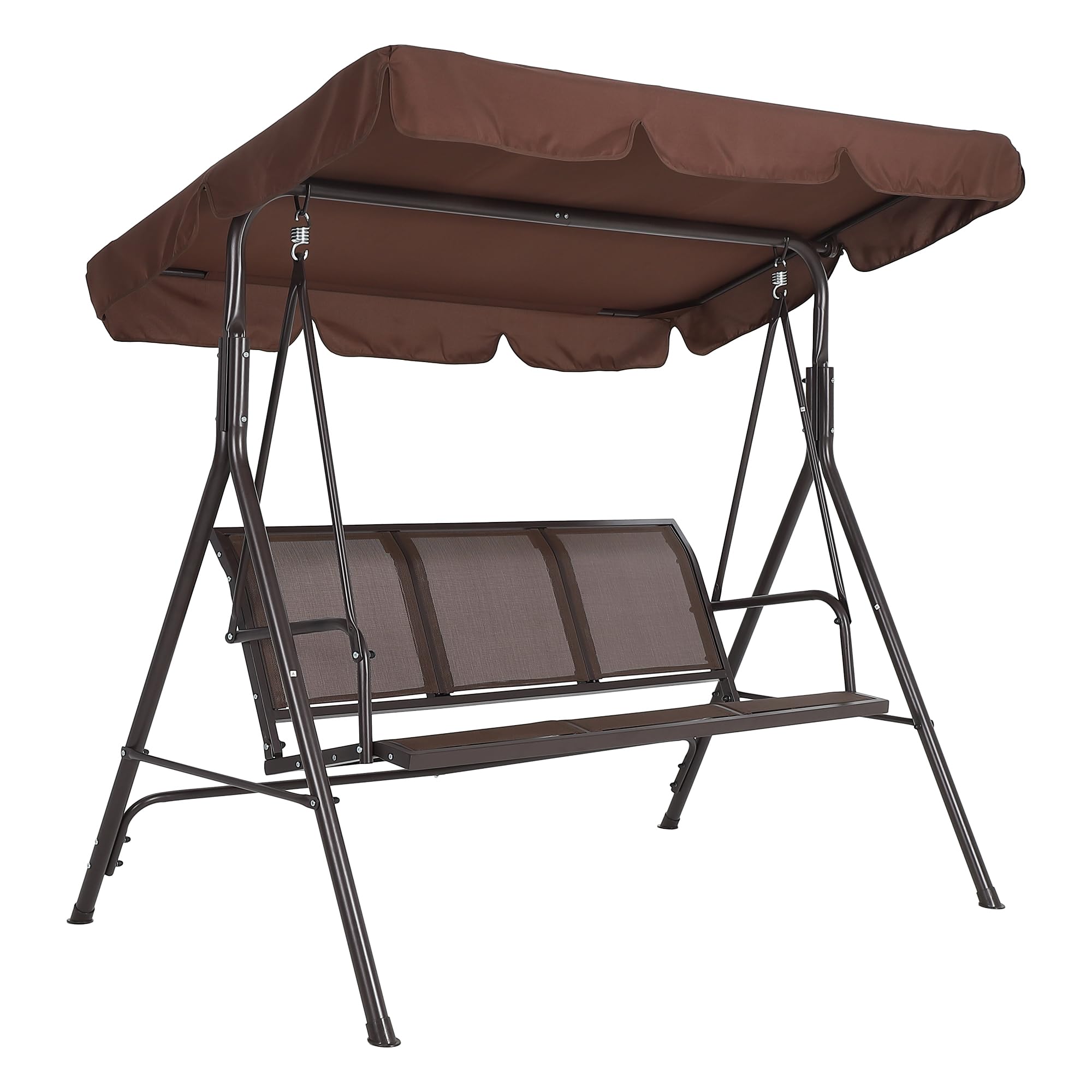 Garvee Balancelle de Jardin 3 Places, Toit Inclinable Réglable, Assise et Dossier Ergonomiques en Textilène Respirant, Structure en Acier Époxy Anticorrosion, pour Terrasse et Jardin