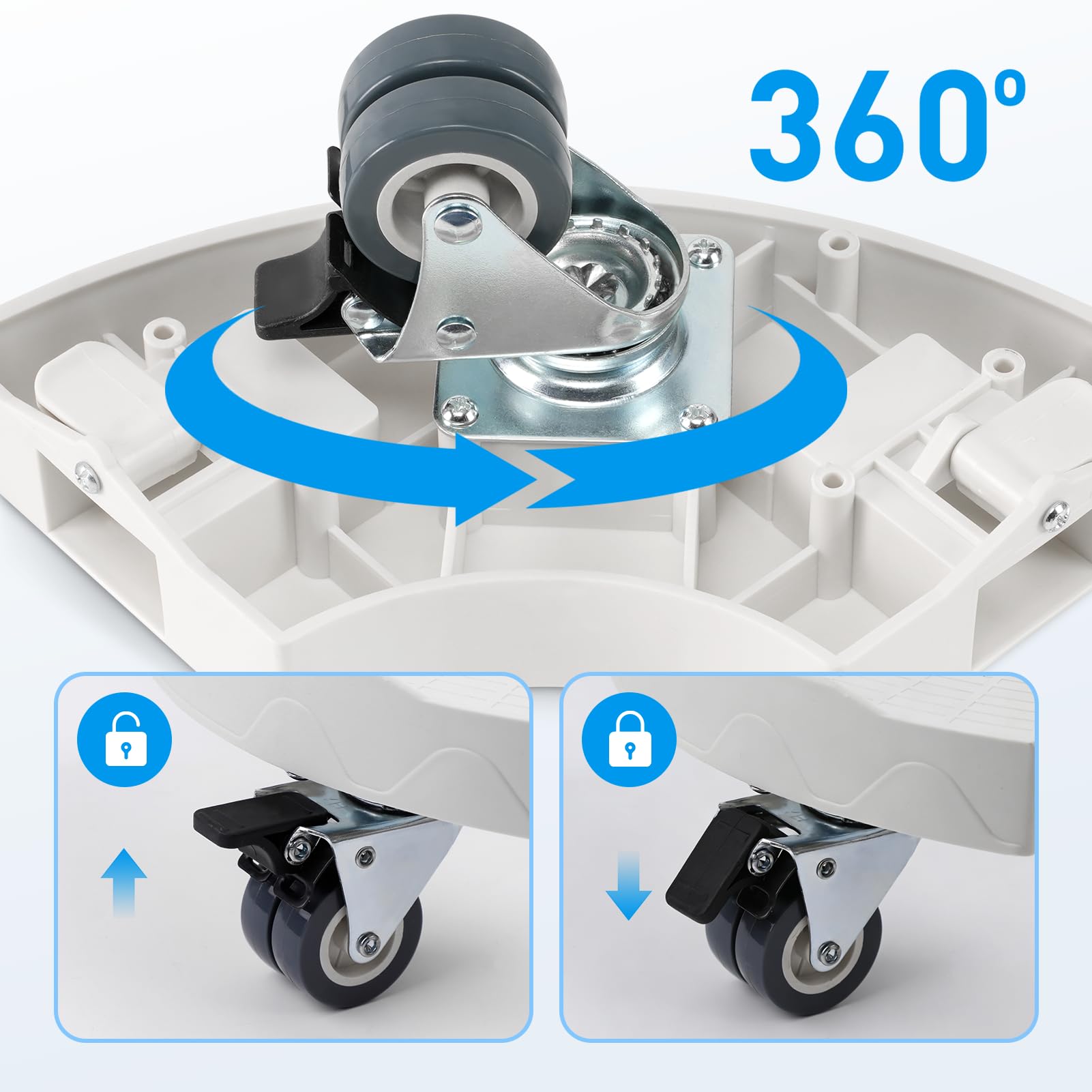 DEWEL Porte Plante a roulettes Réglable 30-50 cm, Support Plantes Interieur et Extérieur, Supports de Pots de Fleurs Charge 200kg, Support de Plante Mobile avec Roues Pivotantes,Blanc