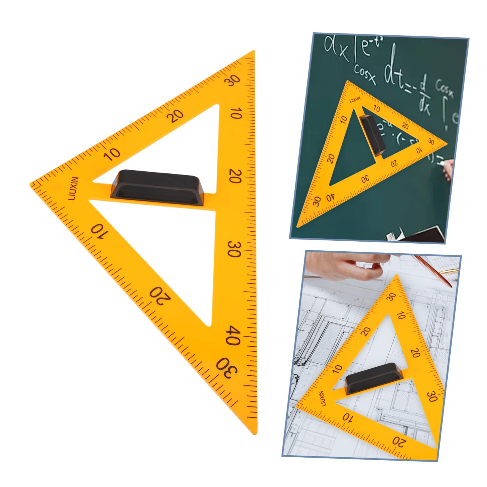 OSALADI Righello Strumento Didattico Versatile Giallo Magnetico in Plastica Triangolare 45° 60° per Insegnamento e Aula