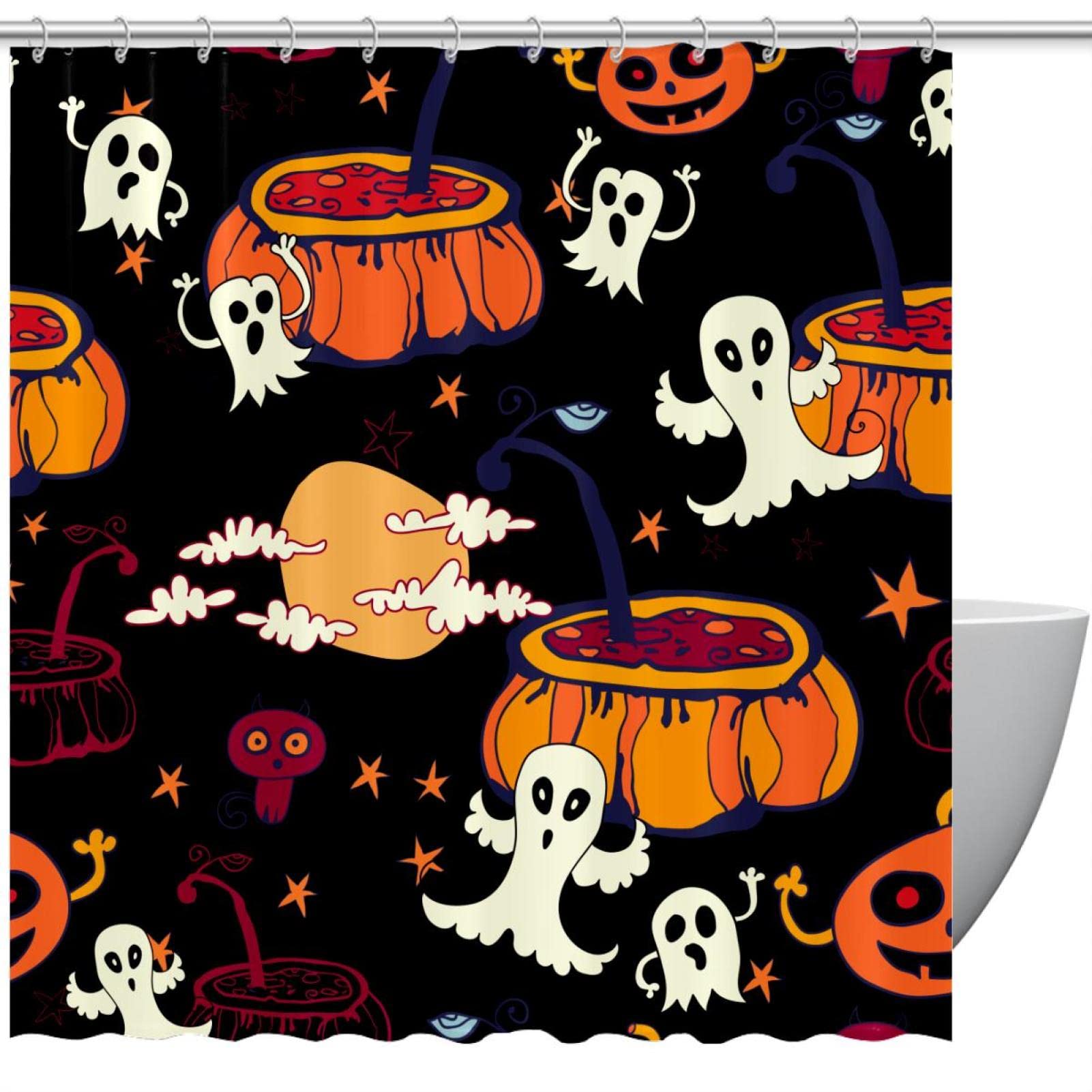 Mocsicka Halloween Duschvorhang – Niedliche Geist Produktbild-Vorschau 6
