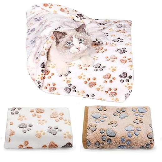 2 Pieces Pet Mats Pet Blankets, Soft Warm Pet Blankets, Dog Blanket, Fluffy Blanket, Washable Cat Blankets for Cats, Dogs, Guinea Pigs
