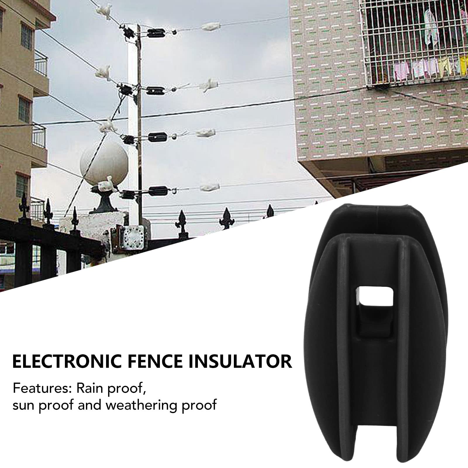 100 Piezas de Aislador de Valla Eléctrica, Resistencia a la Intemperie Contra la Lluvia, Aislador de Valla Electrónica de Pulso para Exteriores de Jardín(Negro)