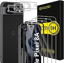 QULLOO Tempered Glass for Google Pixel 8a 5G, 3 Pieces Screen Protectors and 3 Pieces Rear Camera Protector, 9H Hardness Screen Protector HD Clarity Anti-Scratch Glass Protection