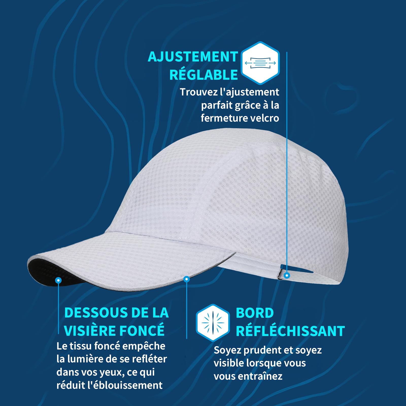 TrailHeads Race Day Casquette de Running Haute Performance pour Femme, Maille légère à séchage Rapide avec Bord réfléchissant