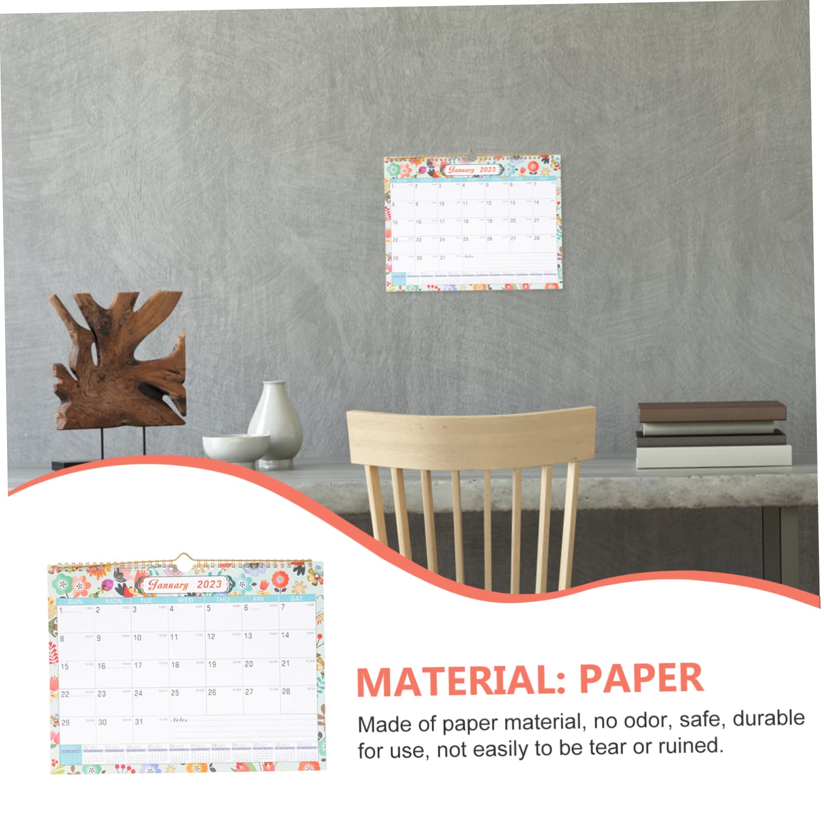 Housoutil 4 Pezzi Parete con Rilegatura Spirale Mensile Robusto per Casa e Ufficio Memo e Pianificazione Carta Spessa e Design Minimalista Adatto Scuola Hotel e