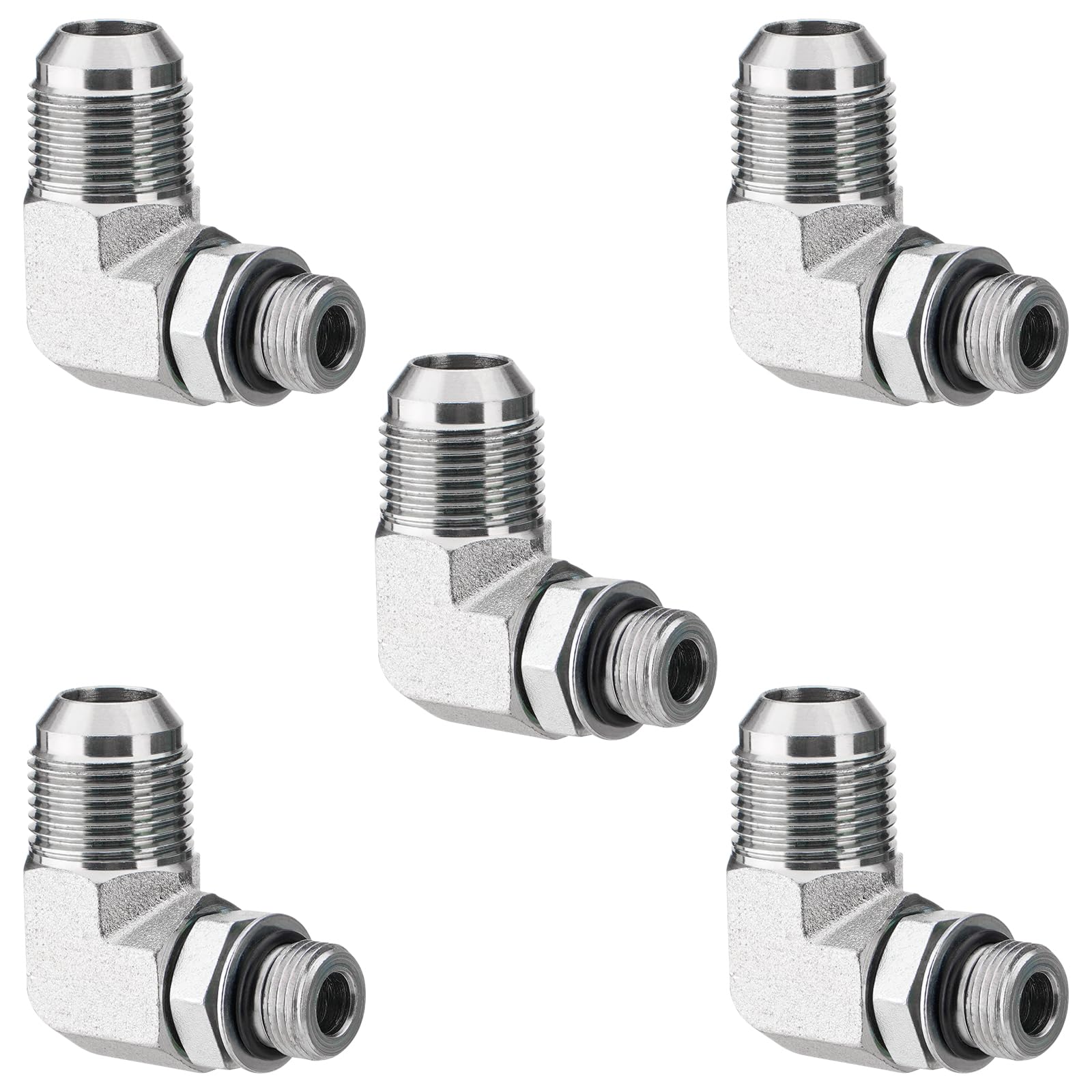 90° Elbow Hydraulic Fitting: 3/4" JIC Male x #8 SAE/ORB Male