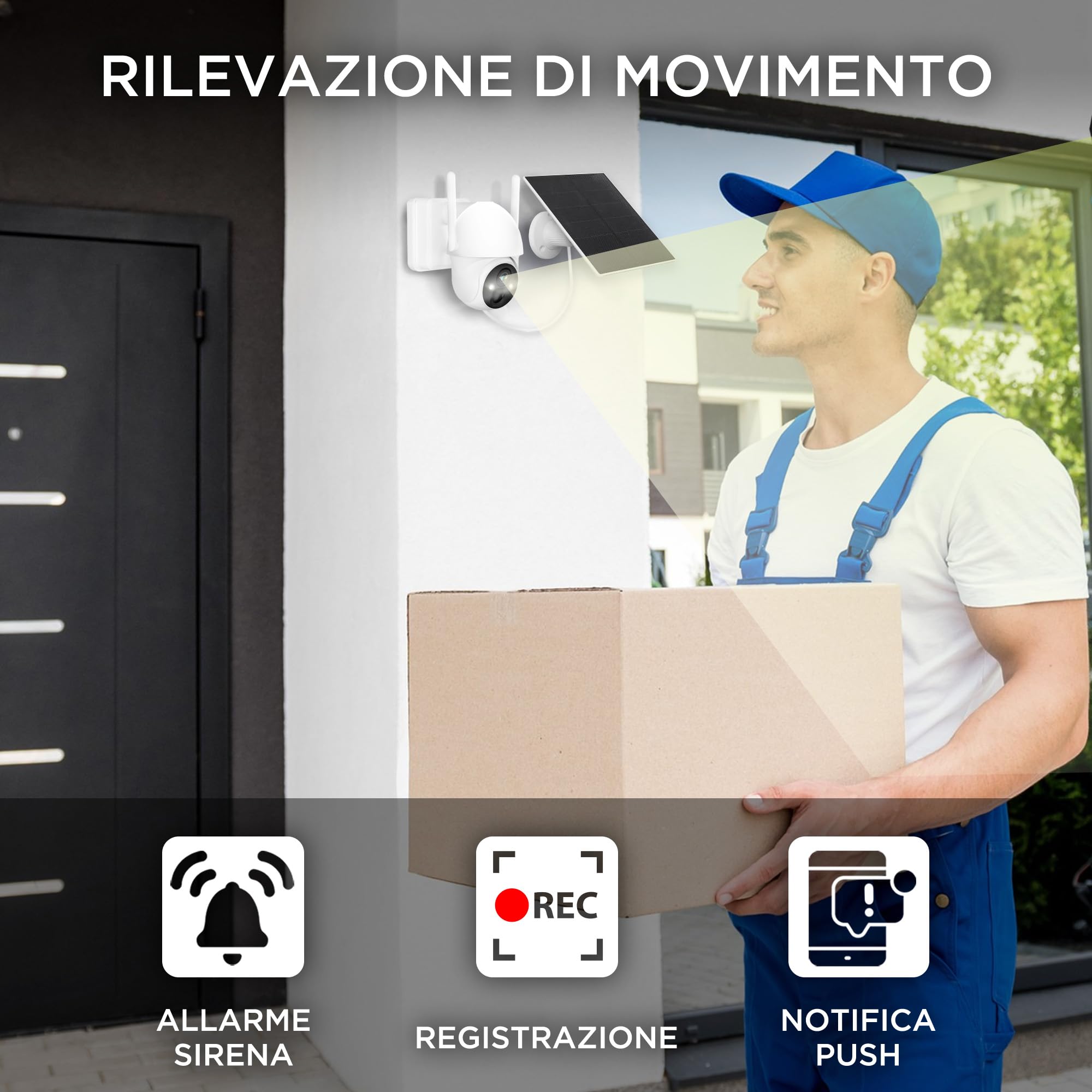 Atlantis Volta Pro PT Telecamera Wi-Fi 3MP motorizzata con solare | A batteria, visione IR/LED, IP65, audio 2 vie, movimento, MicroSD, app, notifiche e cloud, cod. A16-VL88P