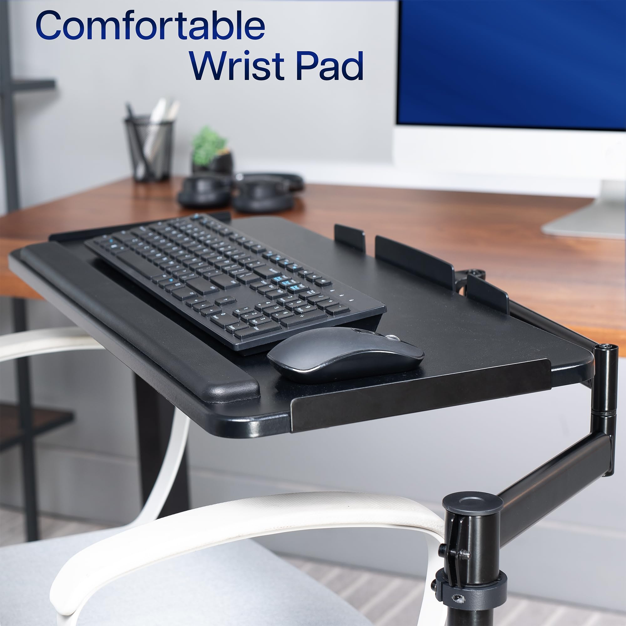 VIVO MOUNT-KB18CP - Sedia da ufficio con supporto per tastiera e mouse, 66 x 30 cm, inclinabile ergonomicamente, rotazione a 360 gradi, colore: nero