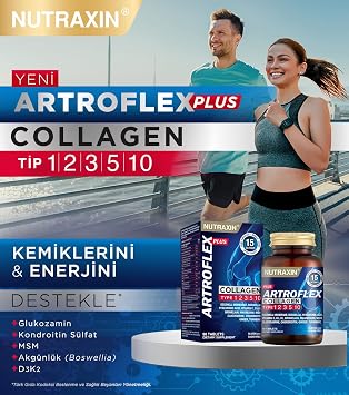 Nutraxin Artroflex Plus Collagen | Tip II Kolajen, Glukozamin, Kondroitin, MSM ve Hyalüronik Asit | Şeker ve Gluten İçermez | 90 Tablet