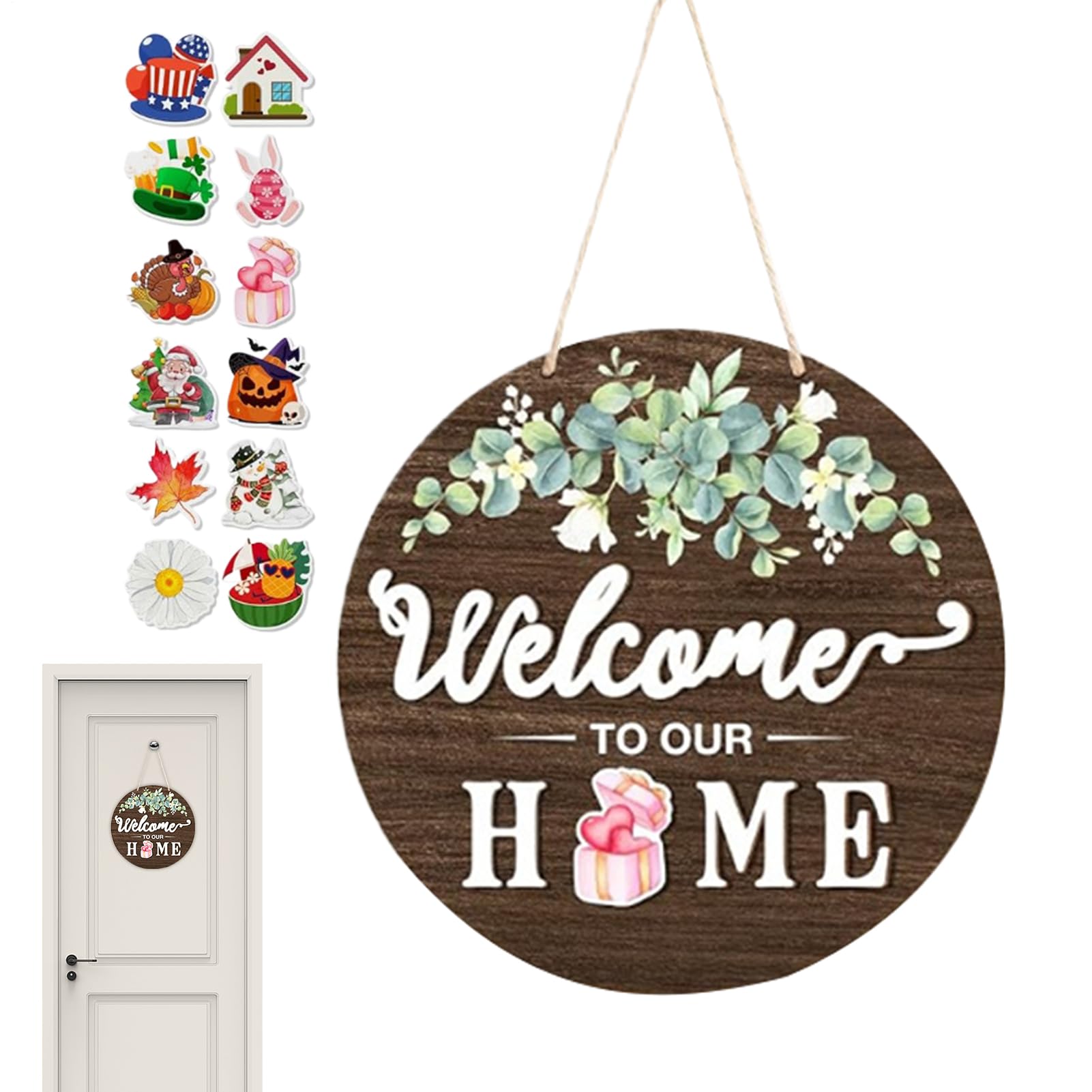 Letrero decorativo de madera natural de 12 pulgadas con acabados artesanales para porche