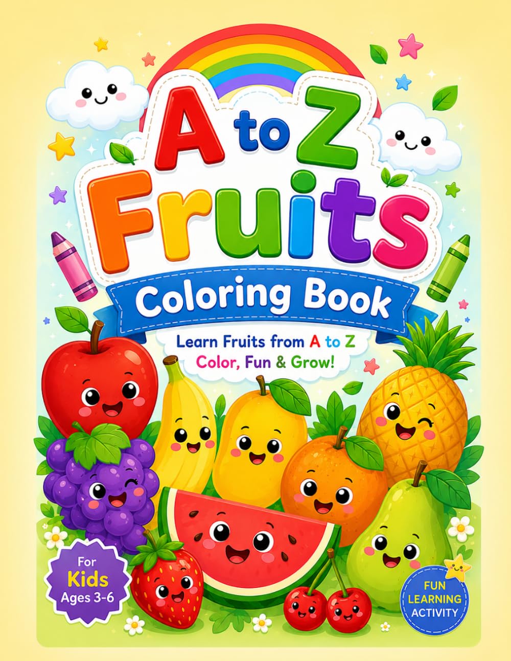 A to Z Fruit Coloring Book for Kids: Alphabet coloring book