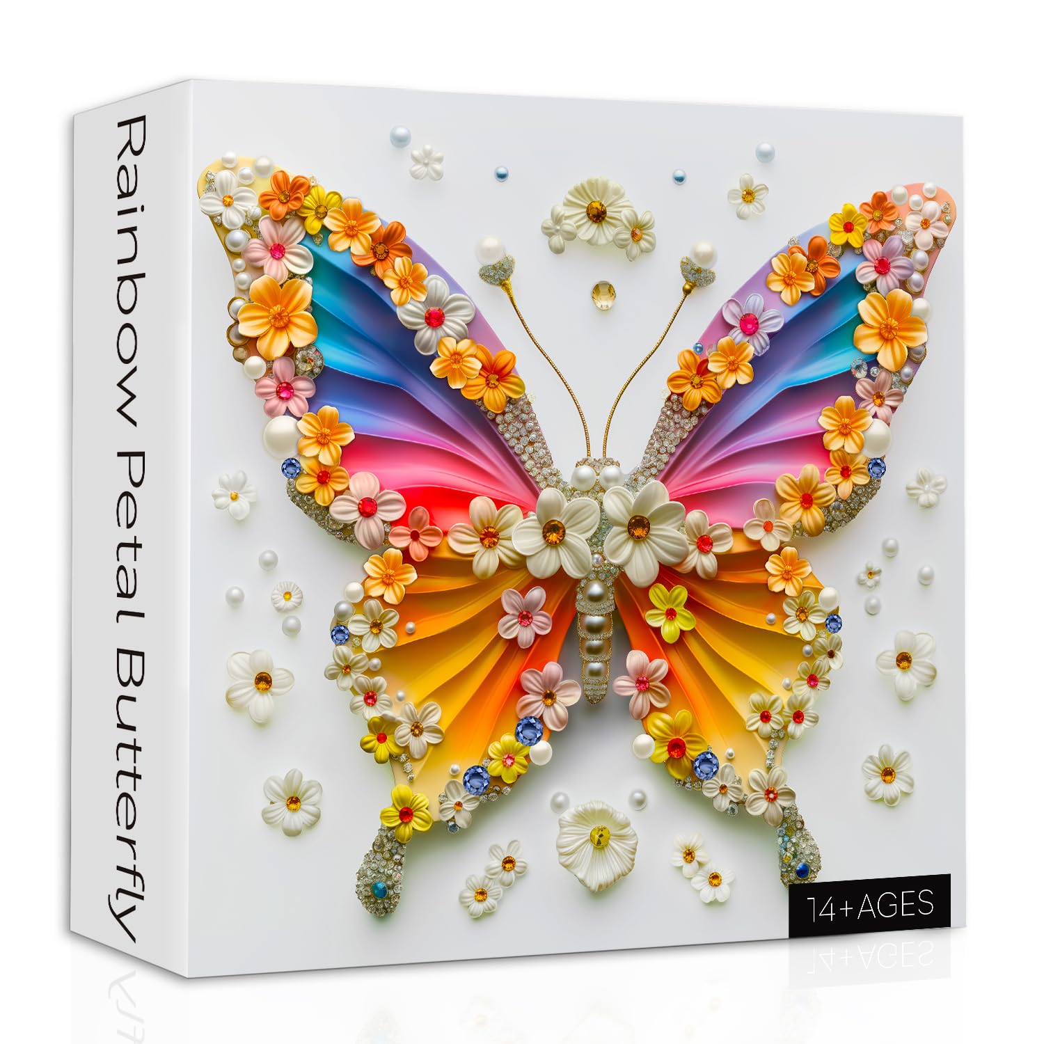 Rainbow Butterfly Puzzles for Adults 1000 Pieces, Flower Butterfly Wings Jigsaw Puzzles, Colorful Jewels Animal Puzzle as Home Decor - Image 2