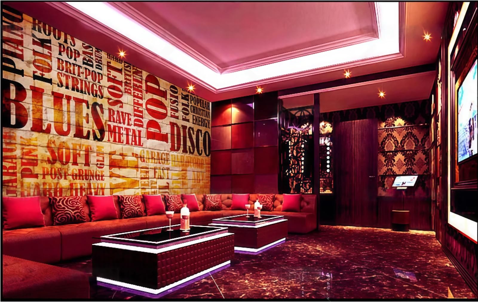 Tapeta retro ściana z cegły graffiti muzyka angielski alfabet motyw bar zachodnia restauracja tło ścienne popołudnie herbata kawa tapeta, 3D, 430x300cm