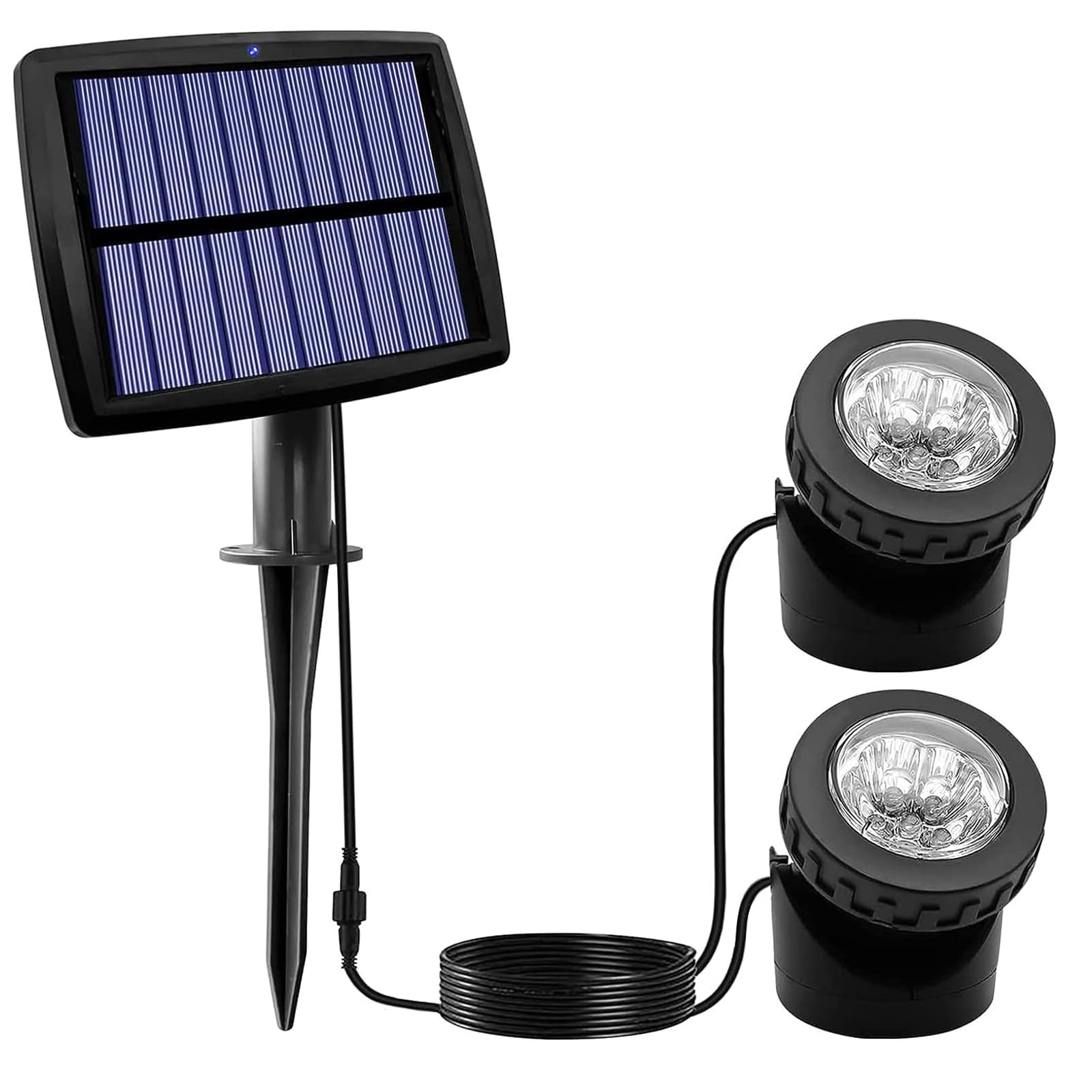 KINGCOO Solar Underwater Pond Light, Waterproof Submersible Lamps Projector Light,12LED Spotlight Fish Tank Light for Garden Pool Yard Landscape Outdoor Lighting Decoration(Cool White)