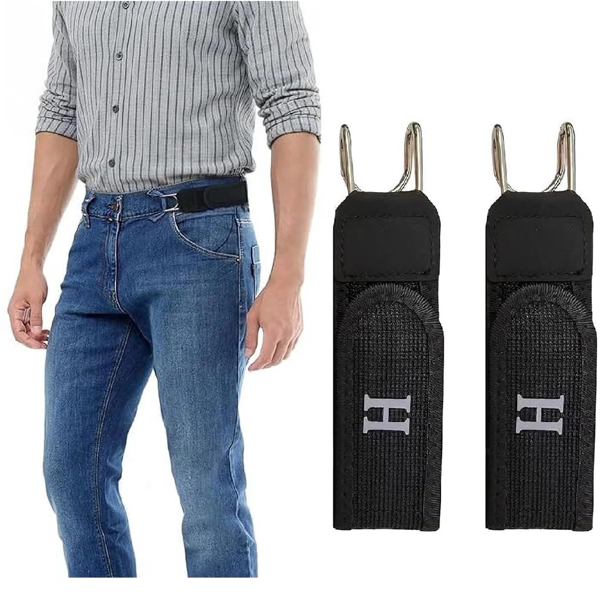 Adjustable Buckleless Belt Hook for Jeans and Pants – Invisible No-Buckle Waist Tightener, Comfortable Elastic Waistband Adjuster for Men and Women (2Pcs)-image-42