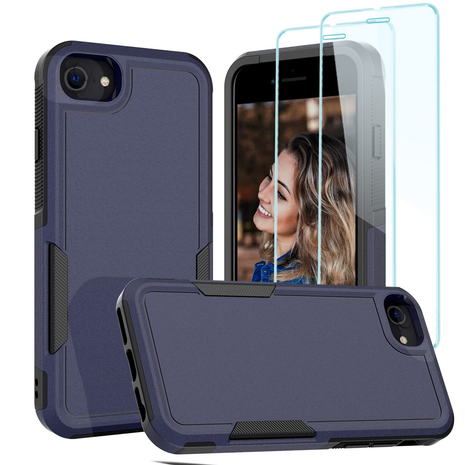 Jeylly for iPhone SE 2022 (3rd Gen)/SE 2020/8/7 Case, [Military Grade Drop Protection][Anti Scratch & Fingerptint] Shockproof Protective Phone Cover