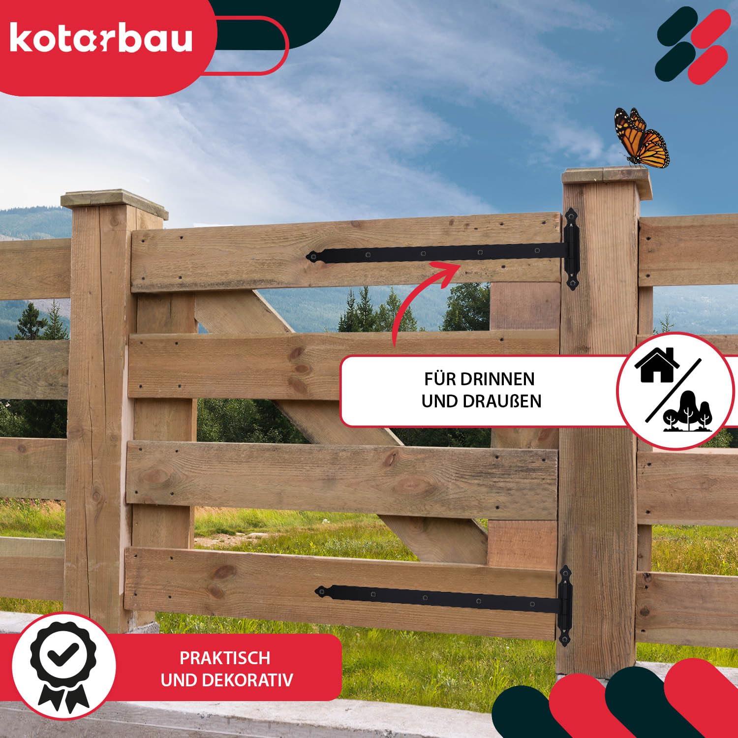 KOTARBAU® Bisagra de Carga de 800 mm, 2 Unidades, Placa de 255 mm, Rodamiento de Bolas, Para Puerta de Jardín
