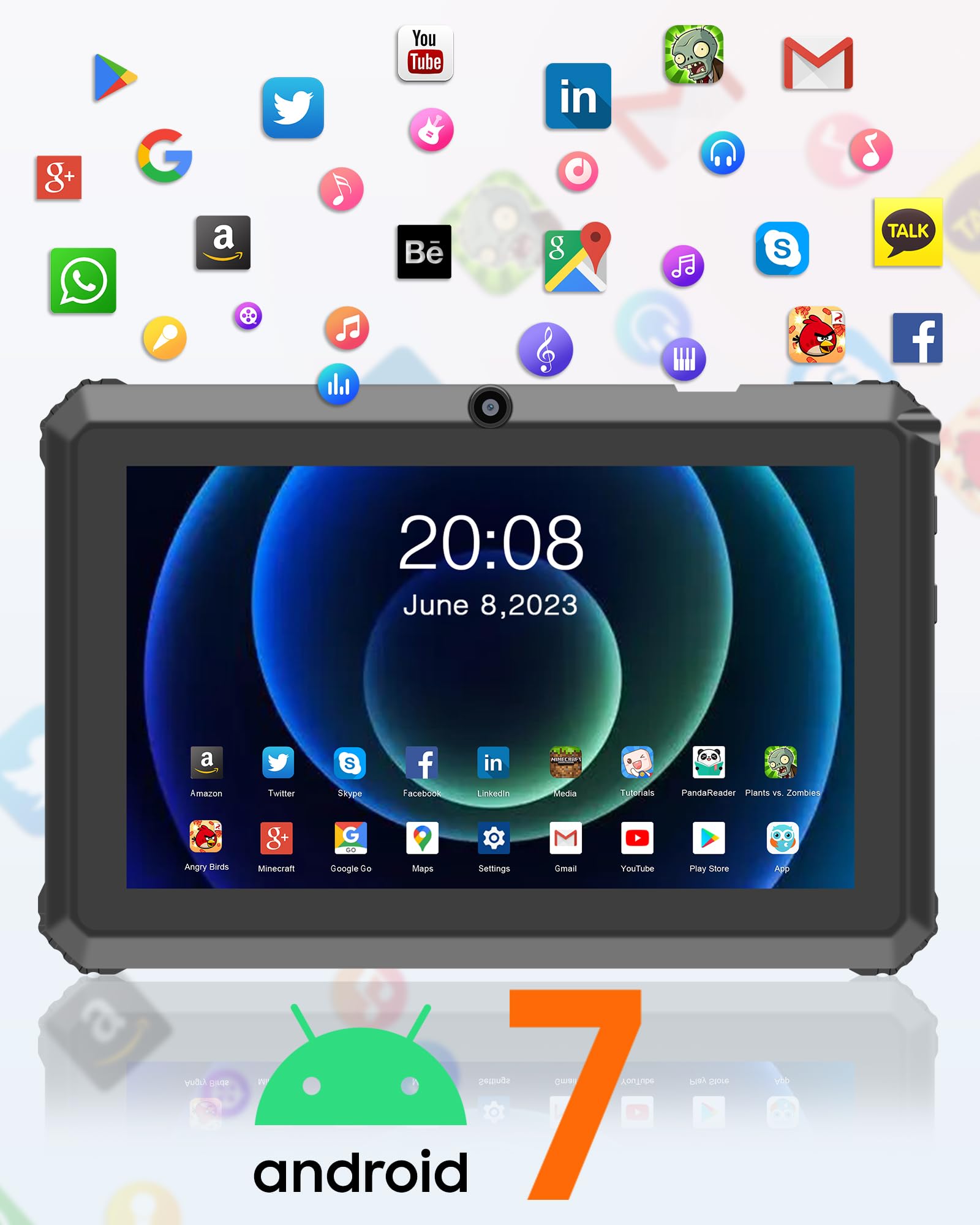 Tablet Android, Tablet 7 Pulgadas, con Soporte, Compatible con Tarjeta TF de 256 GB, Azul