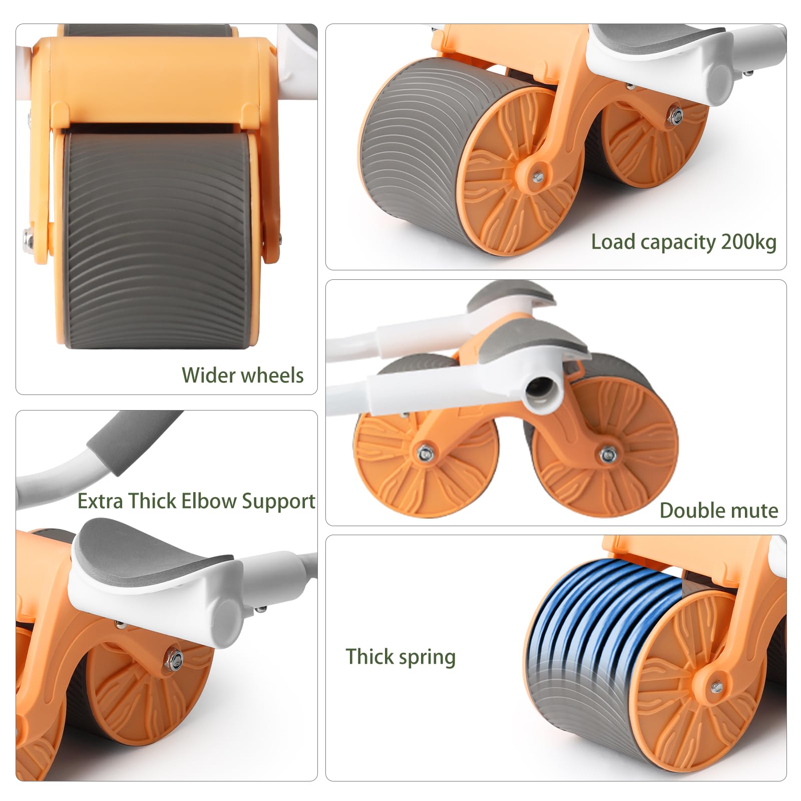 Ab Roller Wheel Rullo addominale con ginocchiere Esercitatore, Ruota Addominali Rimbalzo Automatico, Ruota per addominali e allenamento della forza addominale