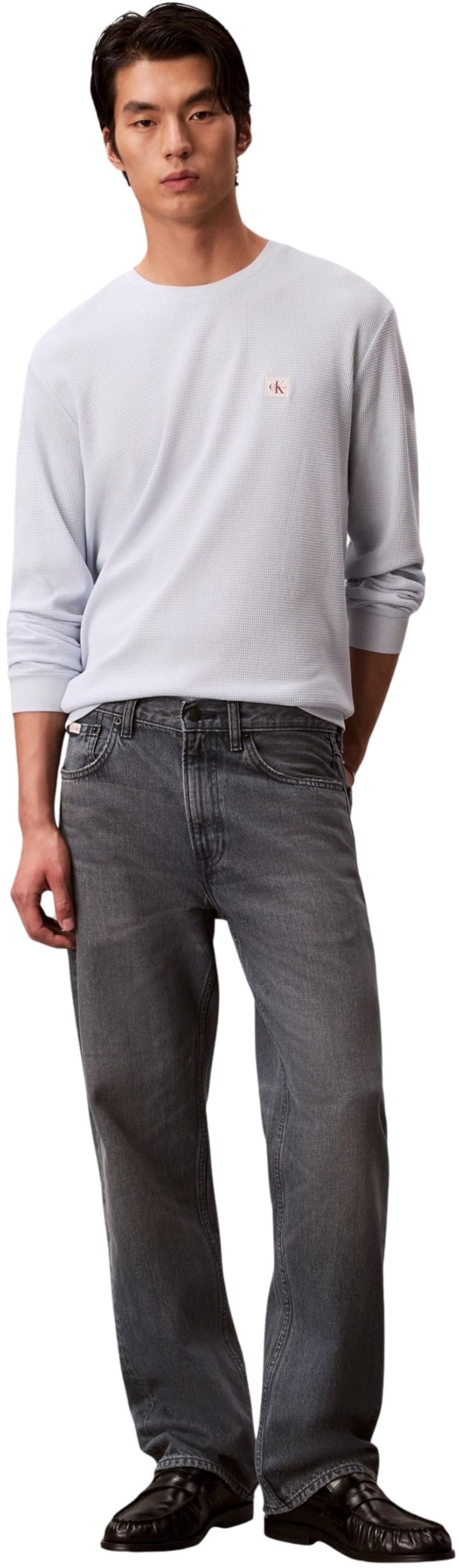 Calvin Klein Uomo Maglietta Maniche Corte Waffle Badge Tee con Scollo Rotondo