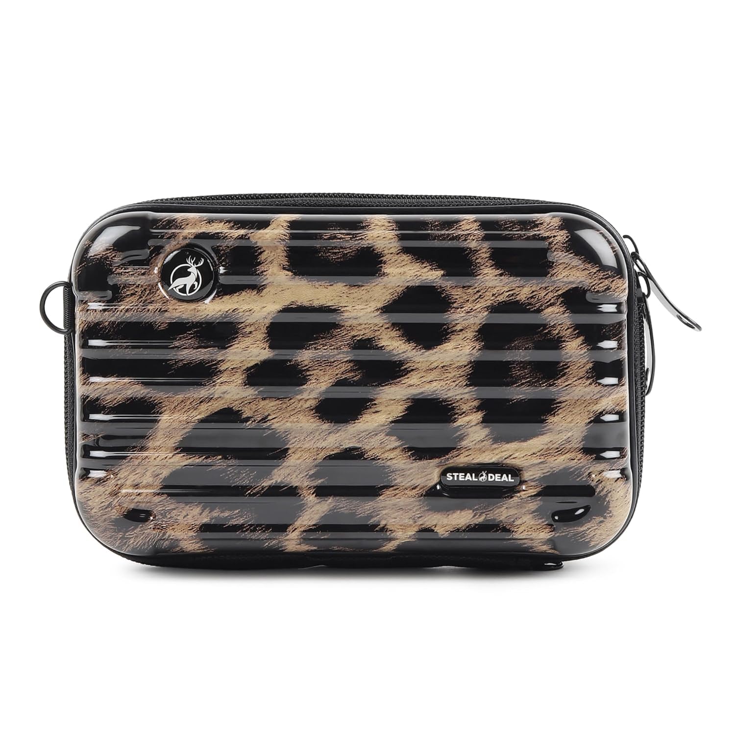 Portable Hard Shell Vanity Bag with Adjustable Strap for Men & Women | Waterproof Toiletry Organizer Bag | Spacious Cosmetic, Makeup, Grooming & Travel Essentials Storage Case (Color-Leopard)-image-33