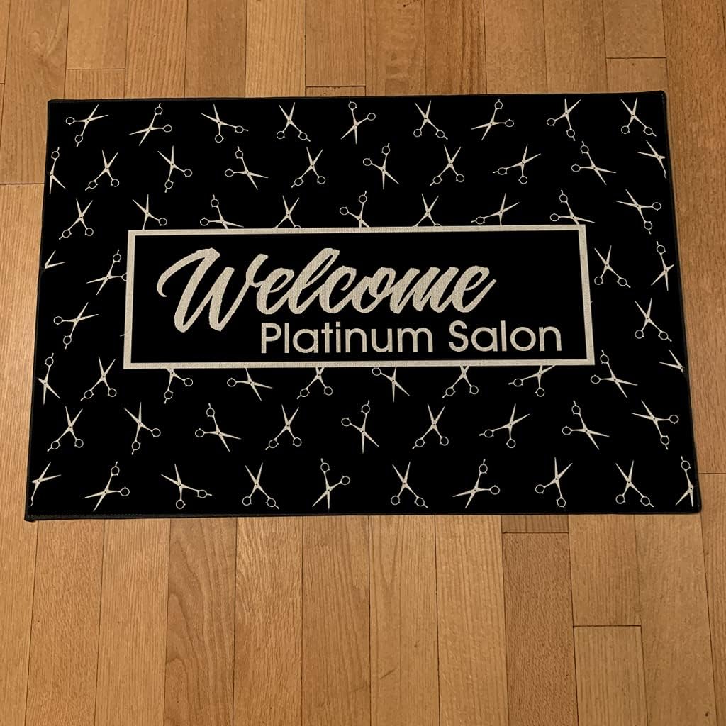 VictoryStore – Salon Door Mat – Custom Welcome Mat for Beauty Salon or Barber Shop Supplies – Colorful Floor Rug – 24” x 36” – Made in The USA