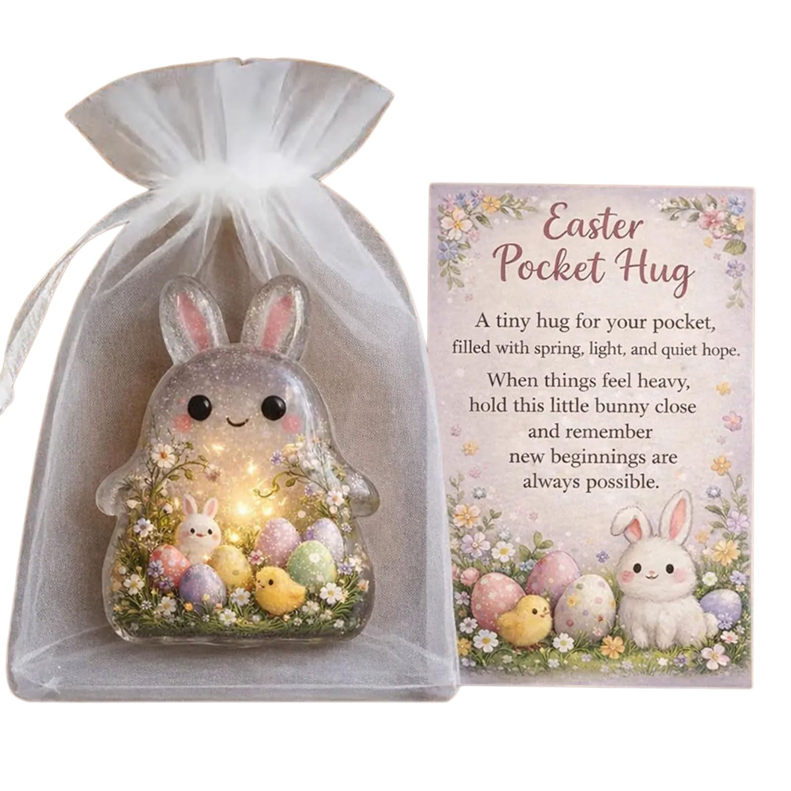 YROHGKPN Easter Themed Encouragement Cards with Acrylic Hare Charm for Festival Celebration Encouragement Messages Chocolate Holder