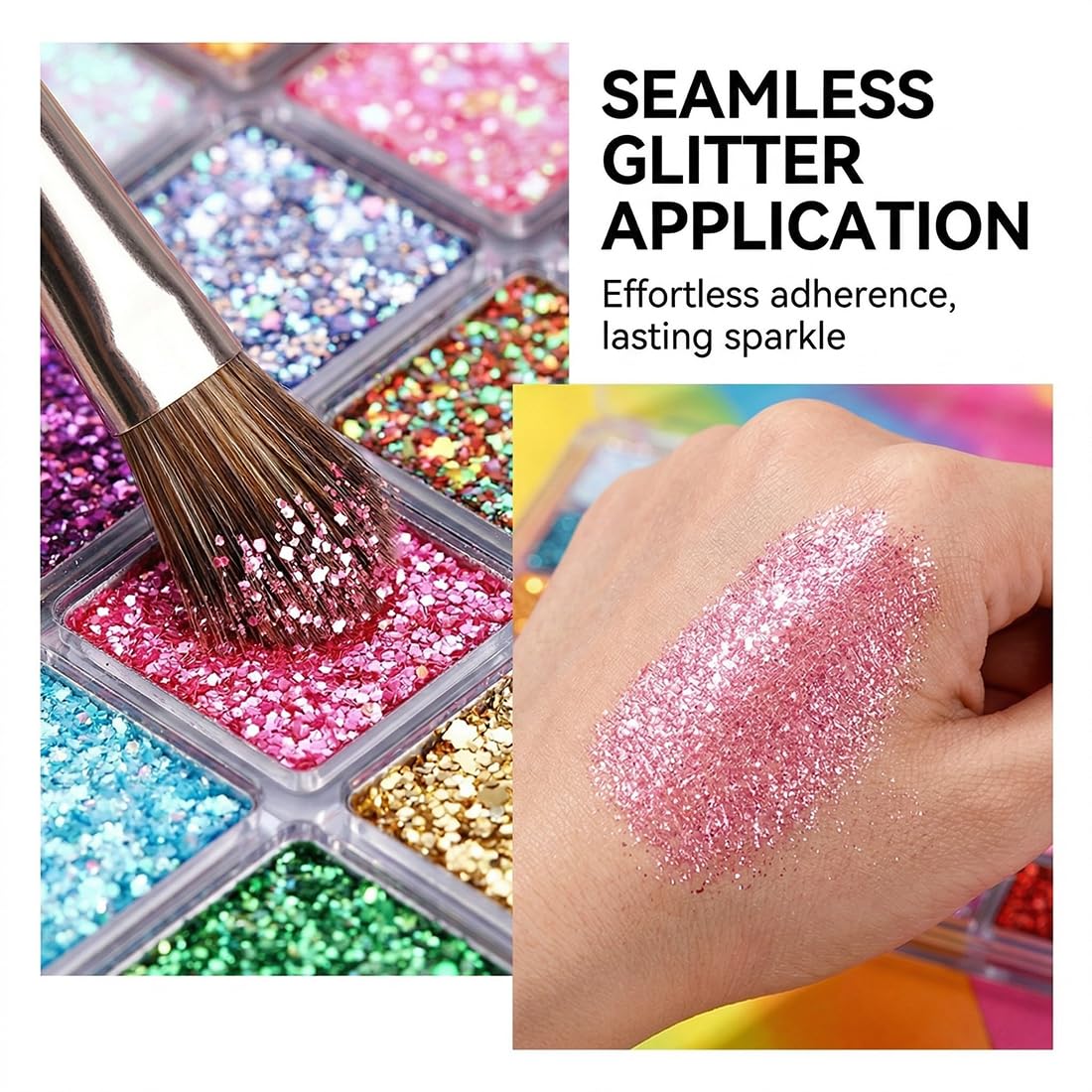 Palette Ombretti Glitter 40 Colori, Altamente Pigmentata per Viso & Corpo. Effetto Gel Lunga Durata per Trucchi Carnevale, Festa, Adulti & Bambini.