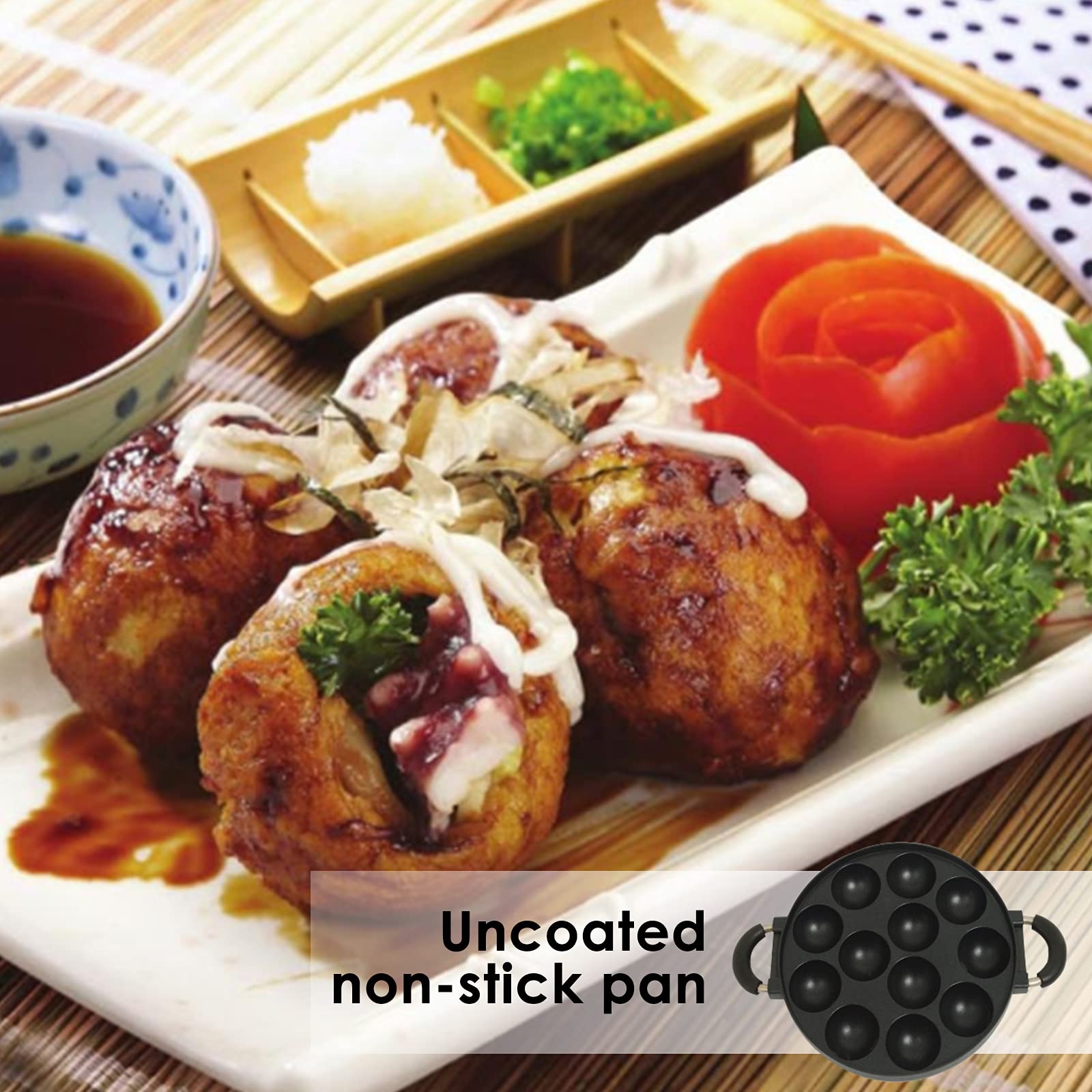Piastra Takoyaki Antiaderente in Ghisa per Polpo, 15 Trous, Rotonda in Lega di Alluminio, Accessori per Cottura Domestica