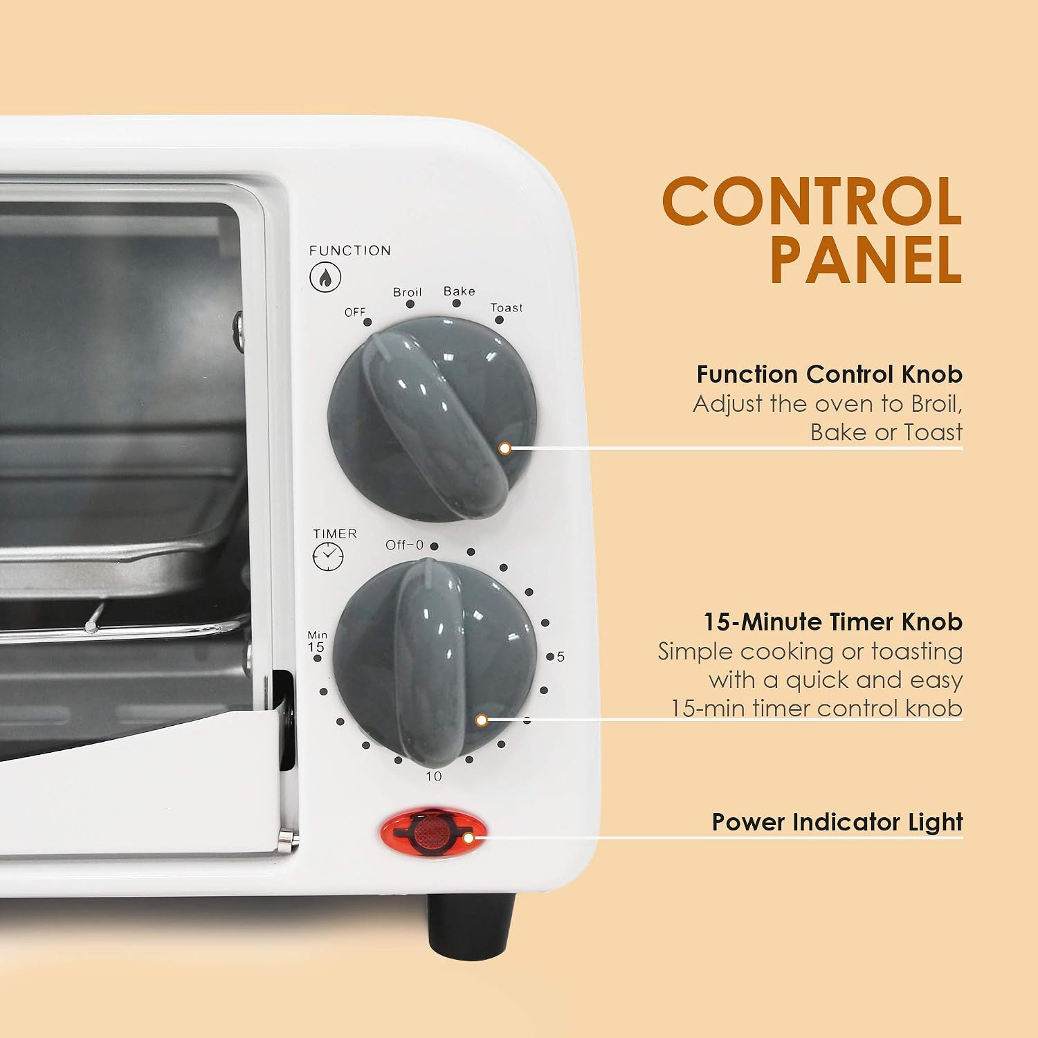Maxi-Matic Personal 2 Slice Countertop 15 Minute Timer Toaster Oven, ETO-224