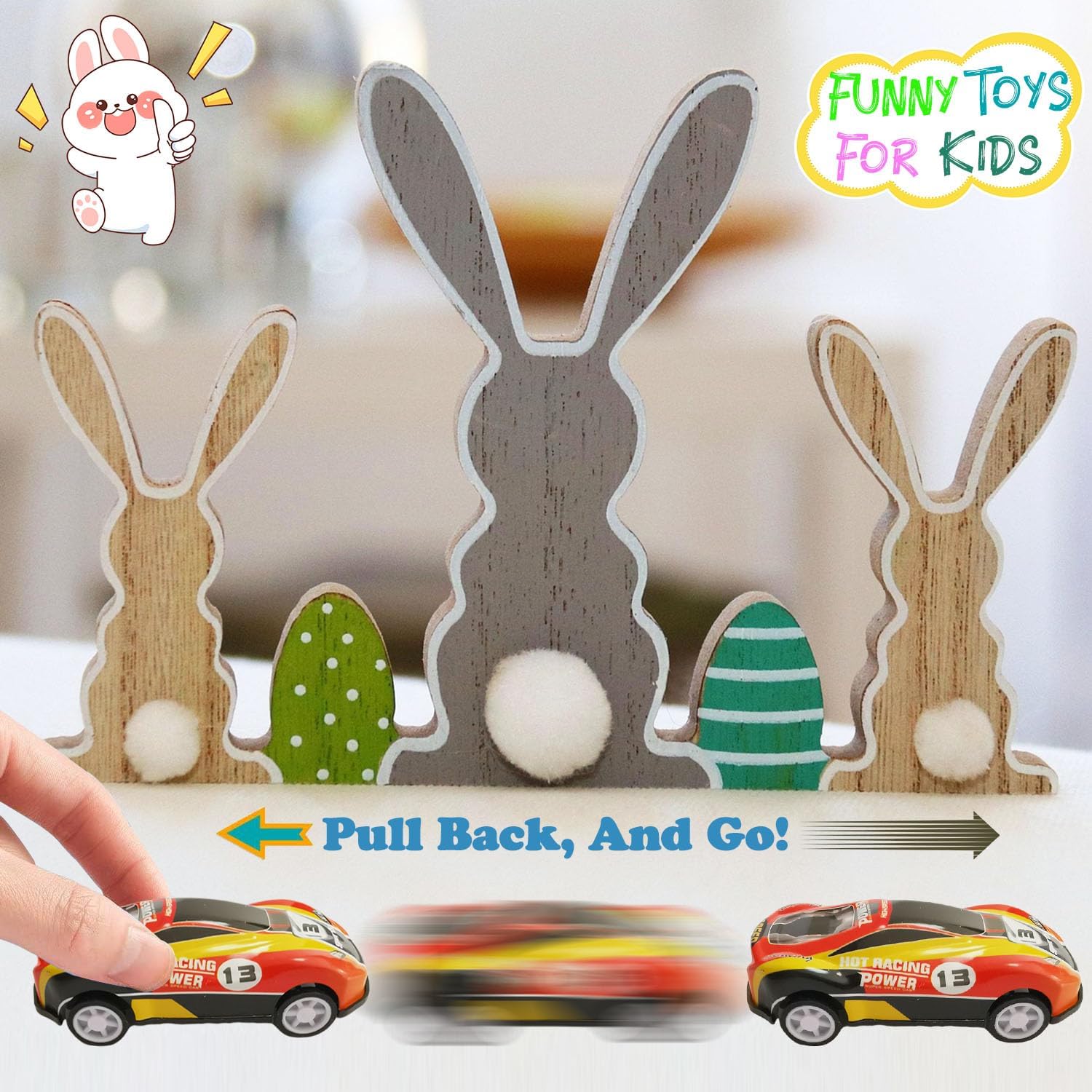 12 Pack Prefilled Easter Eggs with Toys Inside, Easter Eggs Filled Pull Back Racing Cars for Kids Easter Basket Stuffers, Easter Party Favors Supplies