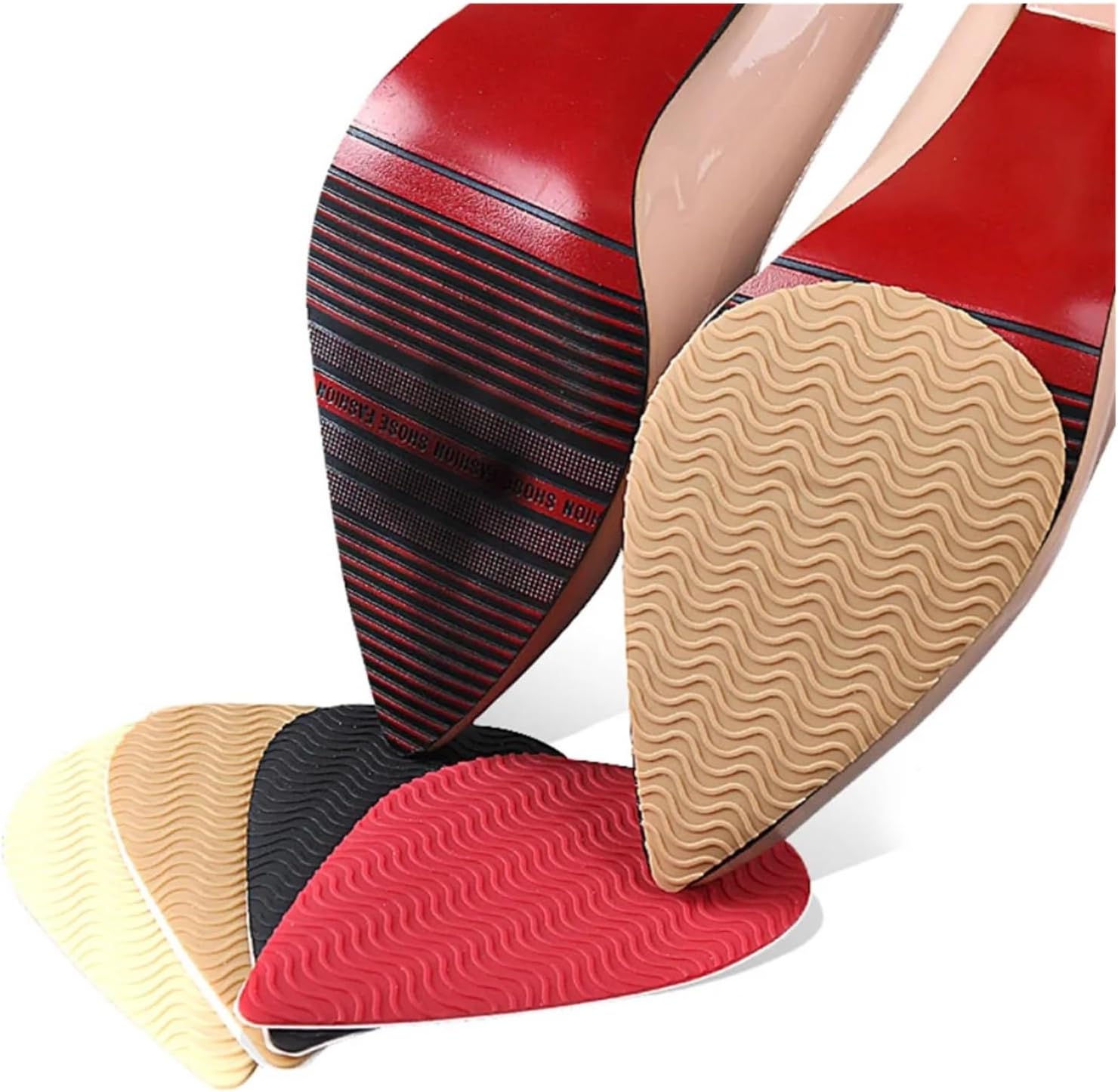 8 Pcs Rubber Forefoot Pads Men Women Shoes Soles Protector Anti-Slip Repair Outsoles Self-Adhesive Sticker(Square-Transparent c)