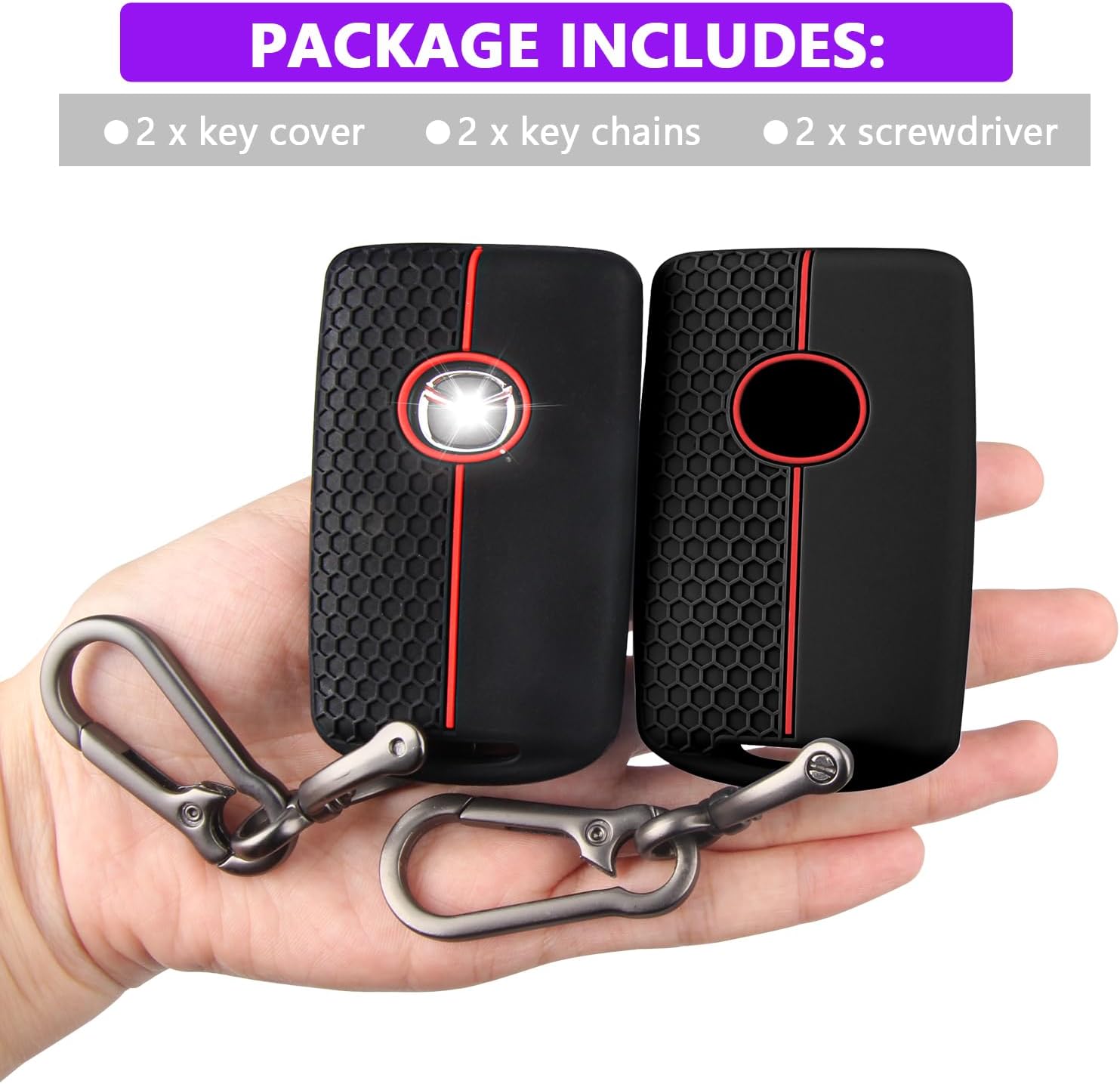 QBUC 2PCS for Mazda Silicone Rubber Key Fob Cover with Keychain (4 Buttons) image 5