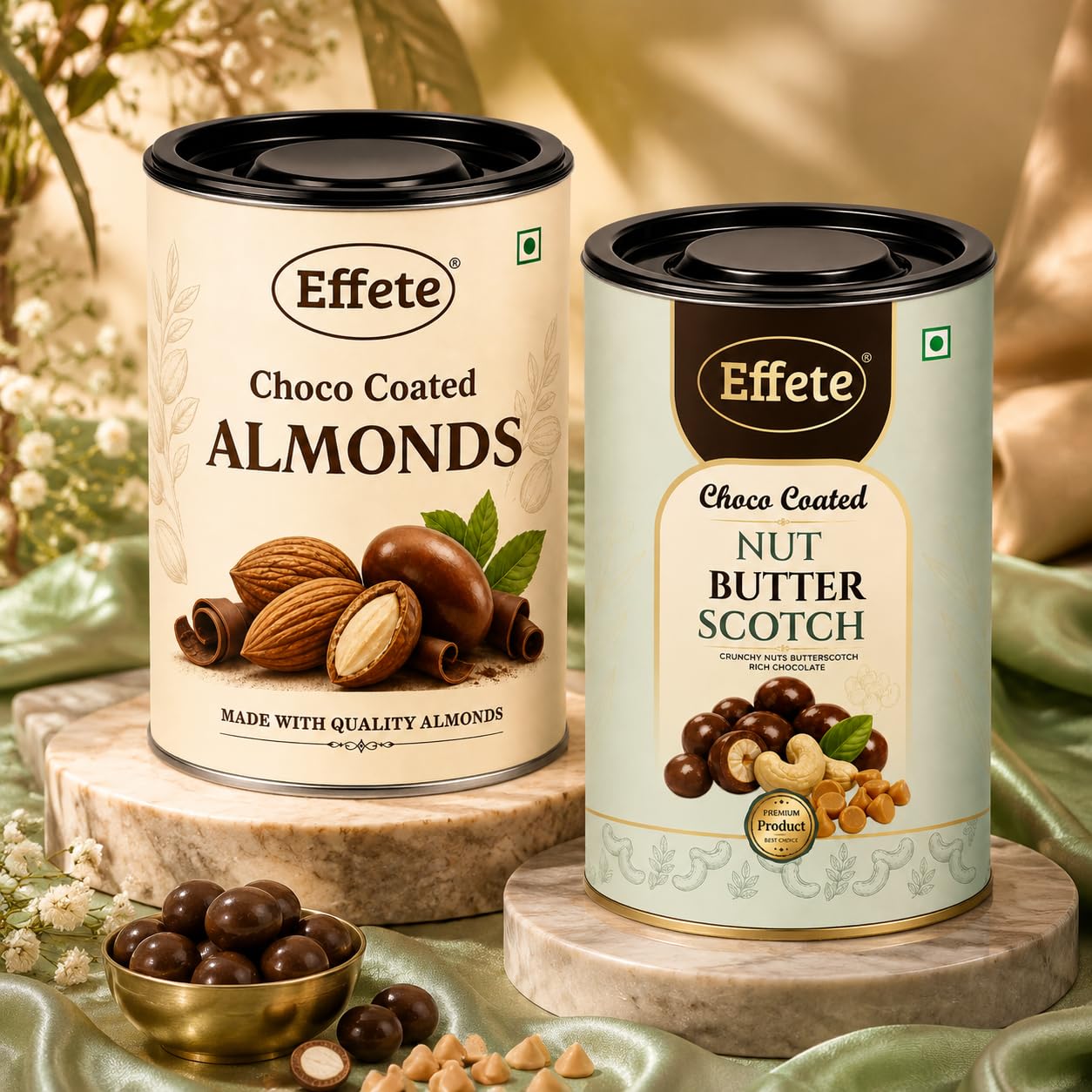 garth choco chocolate combo – flavored nutty chocolate box gift – coated cashews & crunchy sweet treats – perfect celebration festive snack & gifting (pack of 2) (butterscotch & almond)